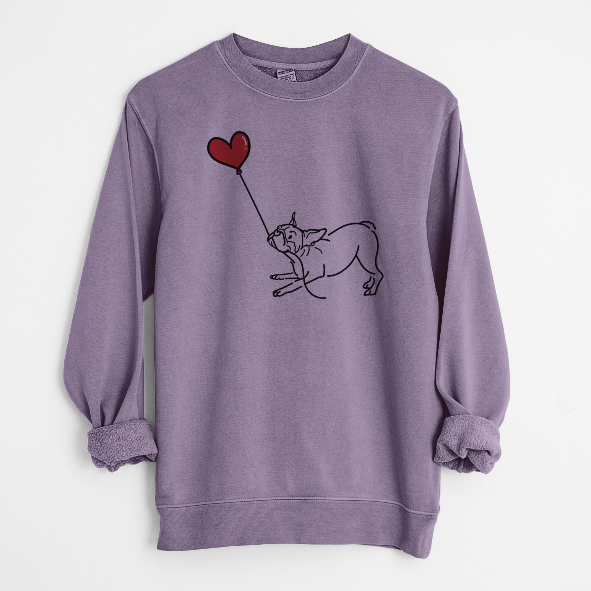 Boston Terrier Heart String - Unisex Pigment Dyed Crew Sweatshirt