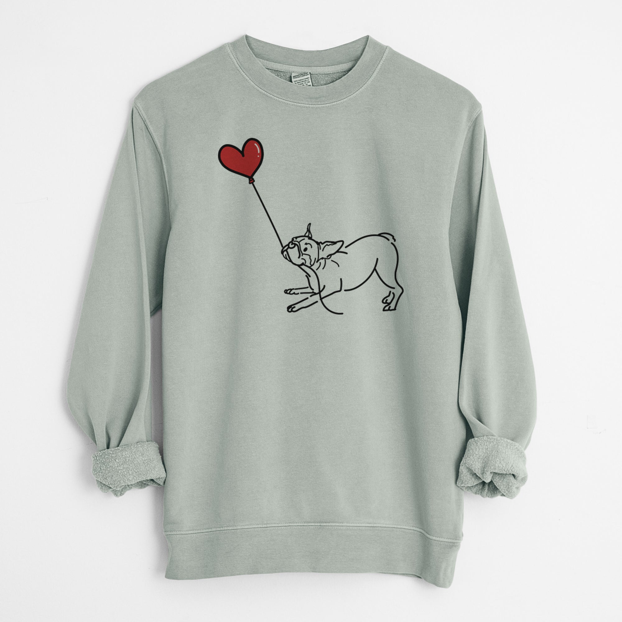 Boston Terrier Heart String - Unisex Pigment Dyed Crew Sweatshirt