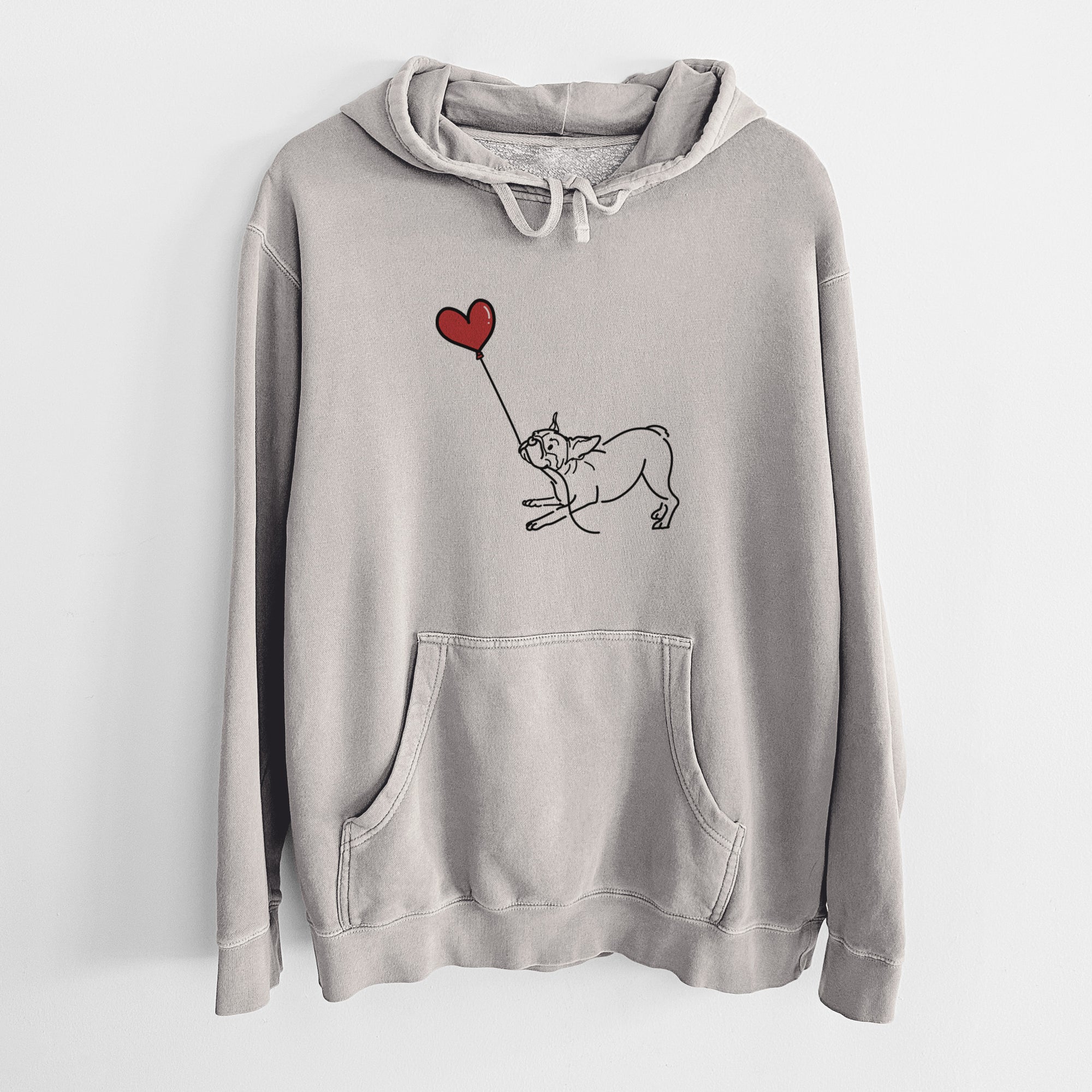 Boston Terrier Heart String - Unisex Pigment Dyed Hoodie