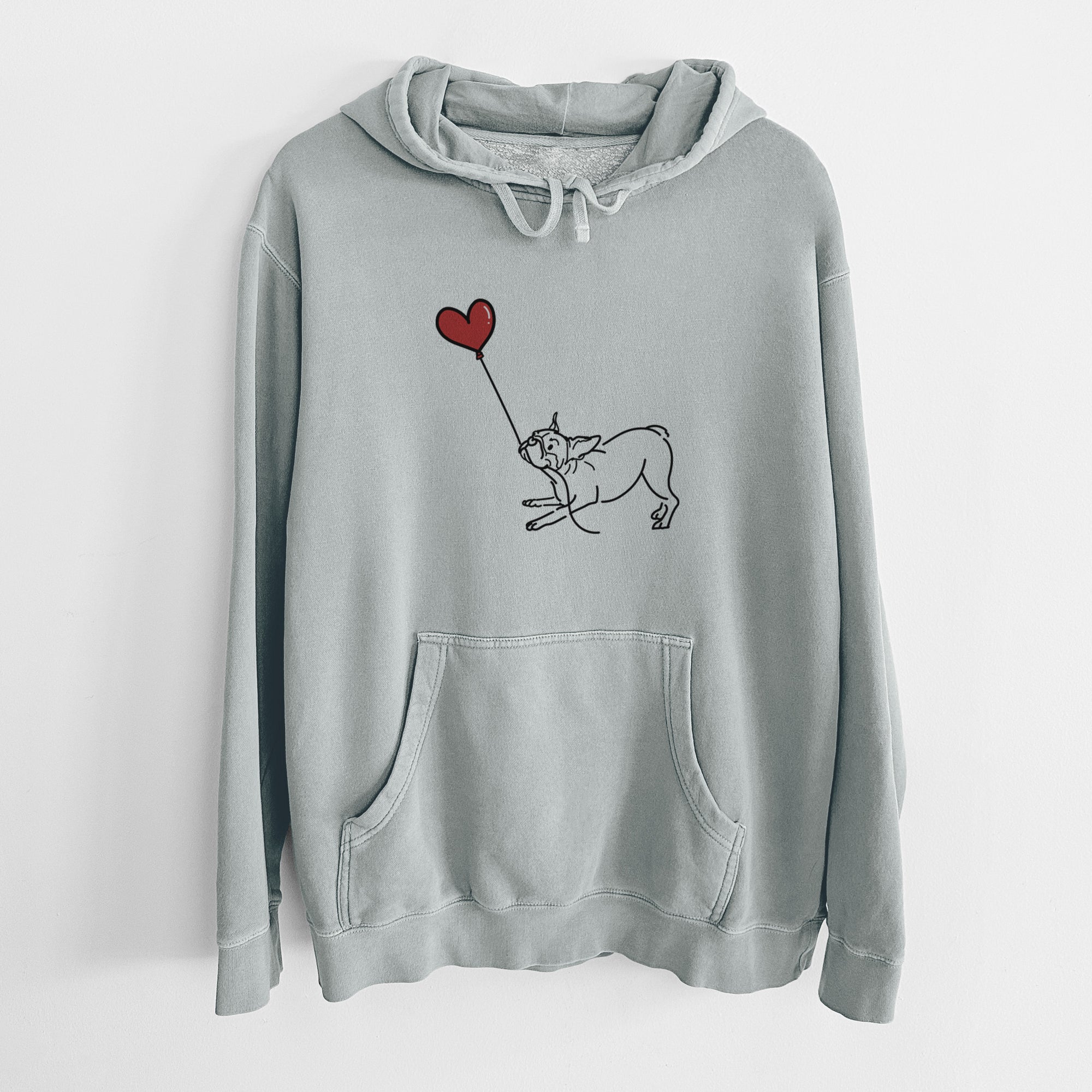 Boston Terrier Heart String - Unisex Pigment Dyed Hoodie