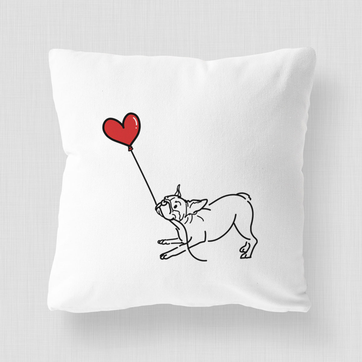 Boston Terrier Heart String - Throw Pillow Cover