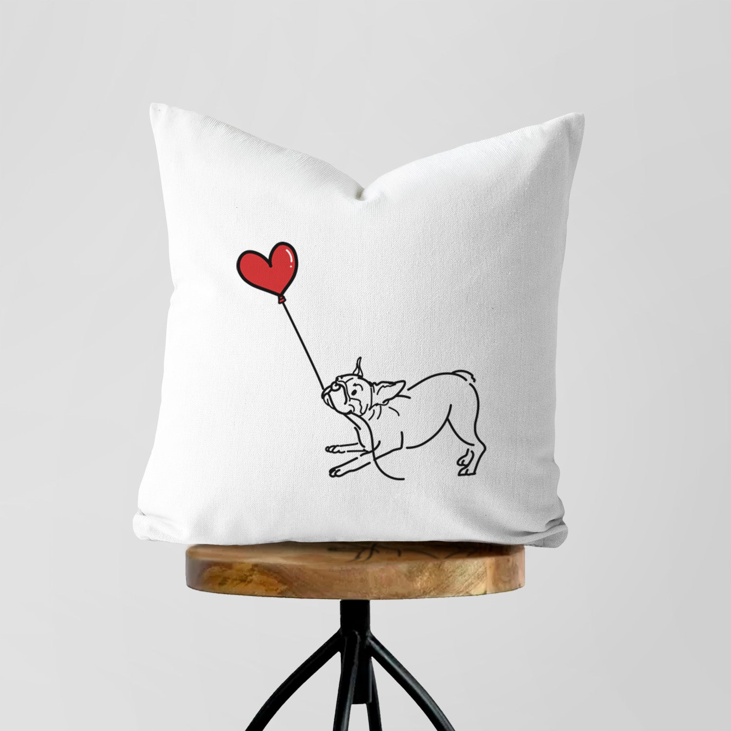 Boston Terrier Heart String - Throw Pillow Cover