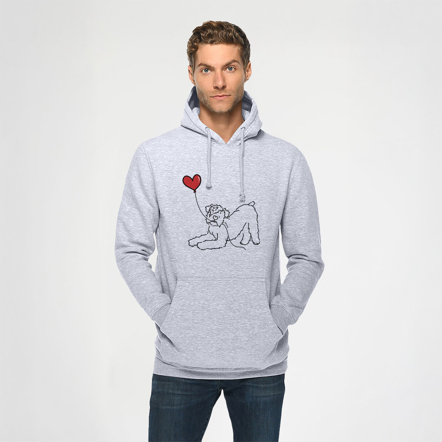 Bouvier des Flandres Heart String - Heavyweight Fleece Hoodie