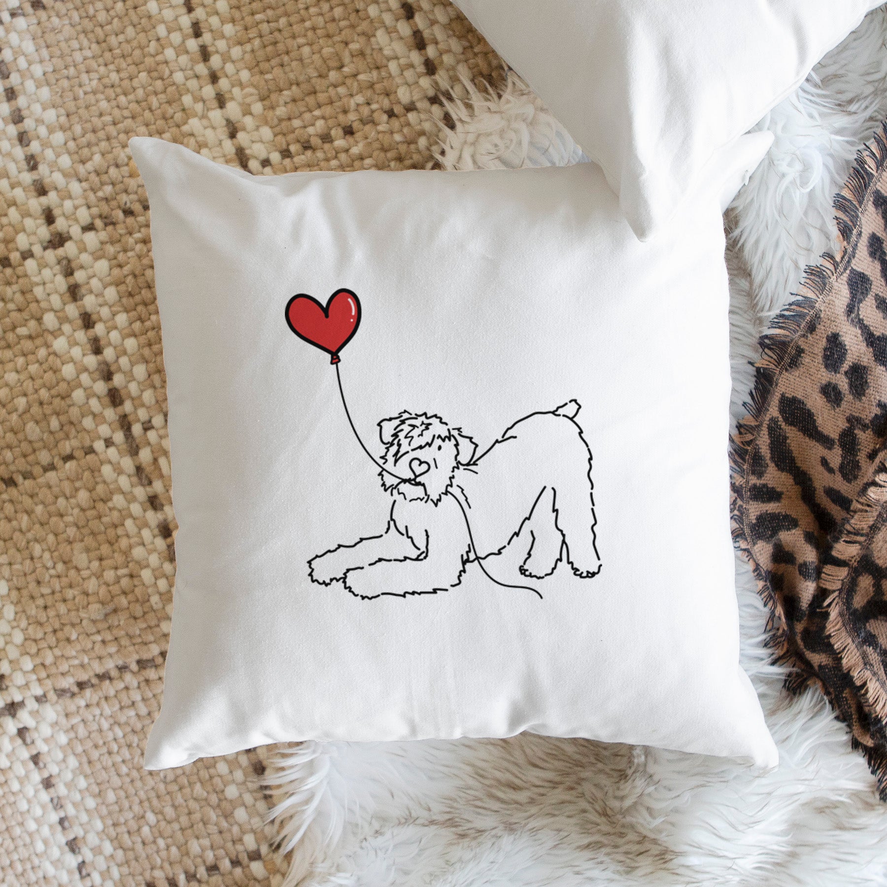 Bouvier des Flandres Heart String - Throw Pillow Cover