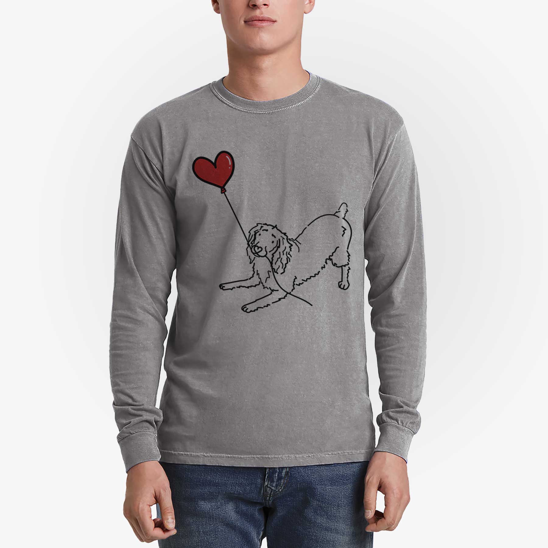 Boykin Spaniel Heart String - Men's Heavyweight 100% Cotton Long Sleeve
