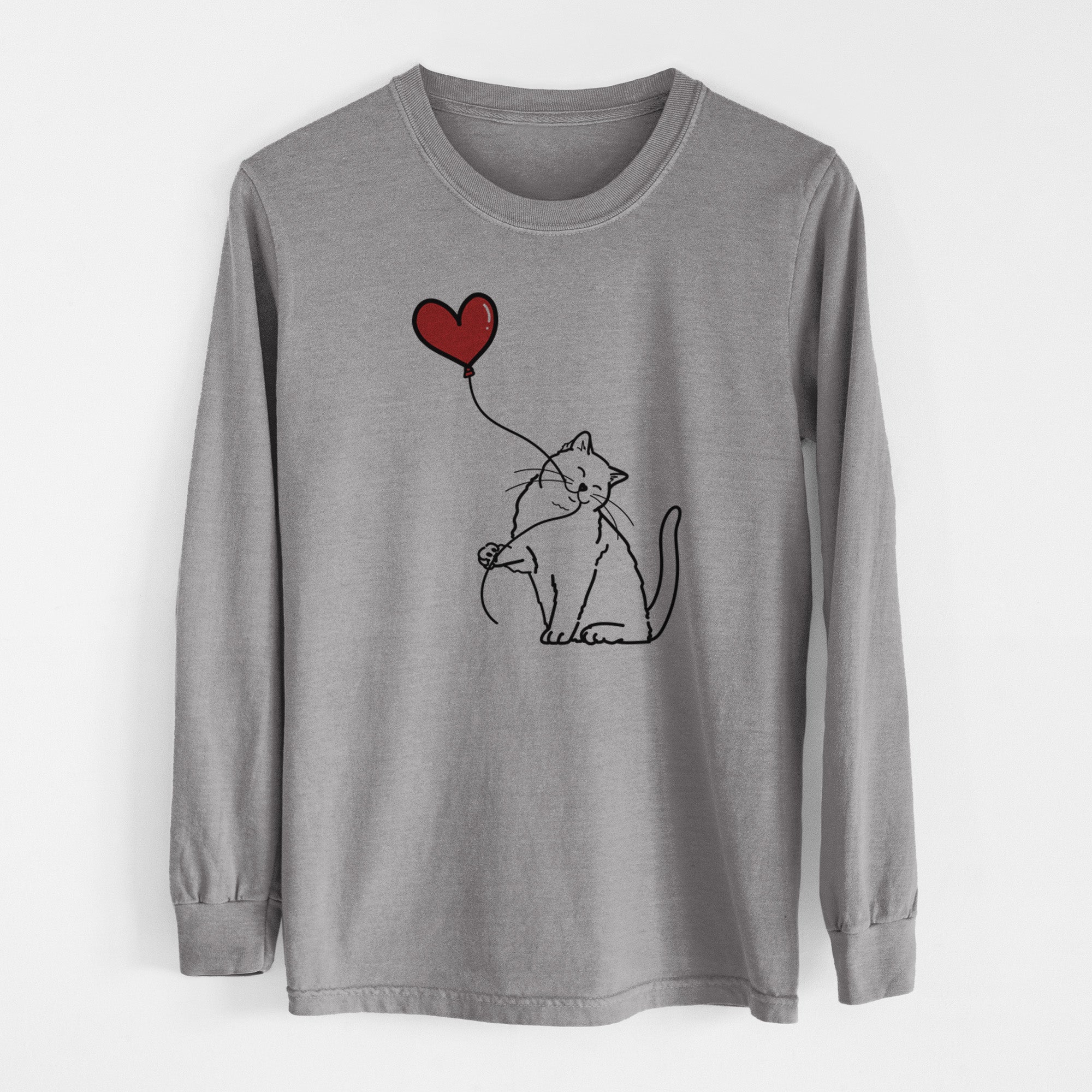 British Shorthair Cat Heart String - Men's Heavyweight 100% Cotton Long Sleeve