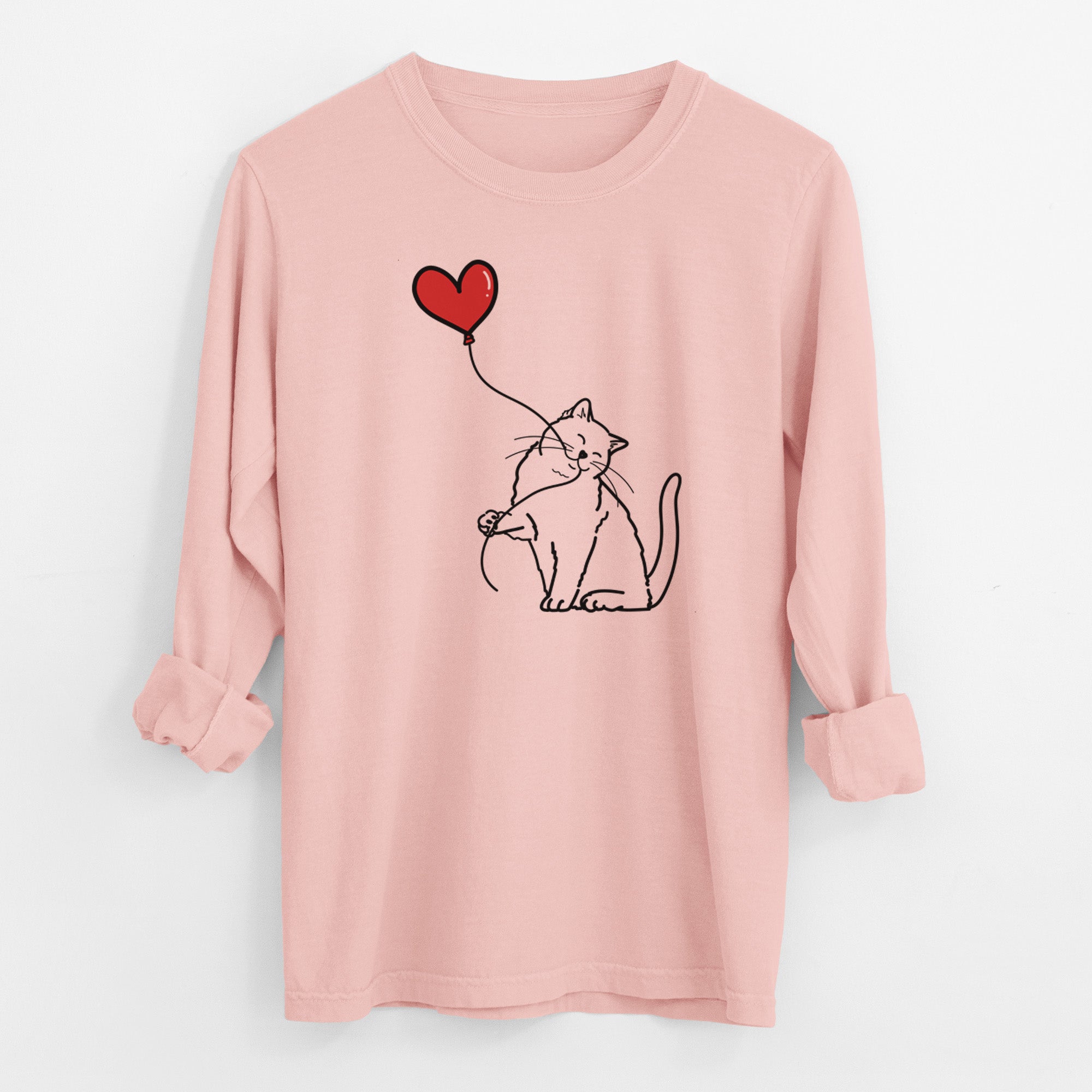 British Shorthair Cat Heart String - Men's Heavyweight 100% Cotton Long Sleeve