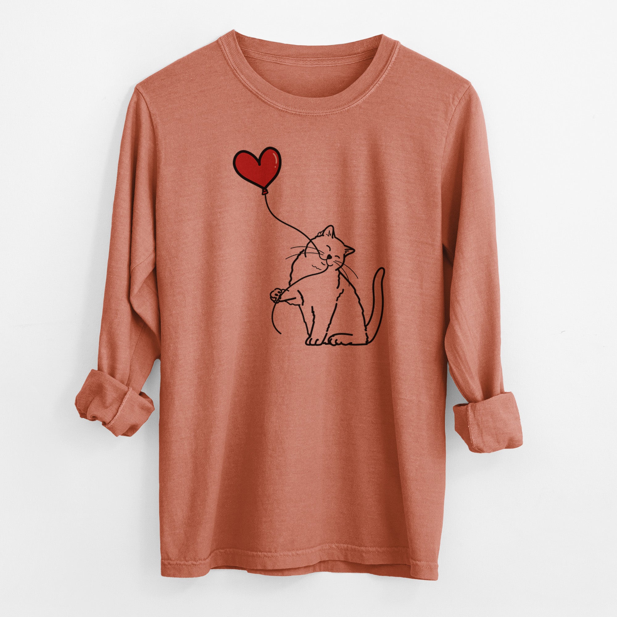 British Shorthair Cat Heart String - Men's Heavyweight 100% Cotton Long Sleeve