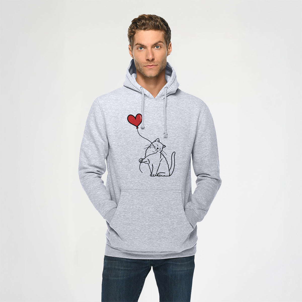 British Shorthair Cat Heart String - Heavyweight Fleece Hoodie