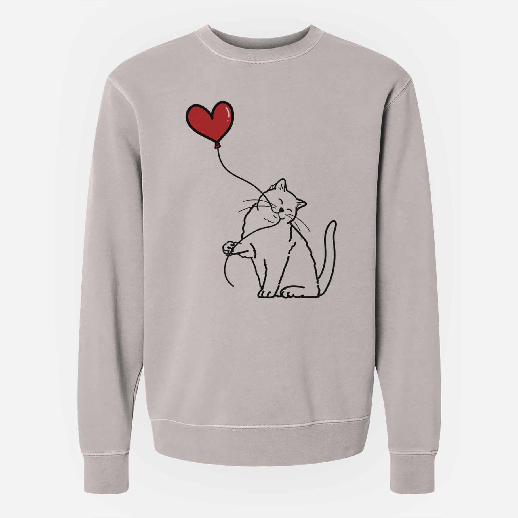 British Shorthair Cat Heart String - Unisex Pigment Dyed Crew Sweatshirt