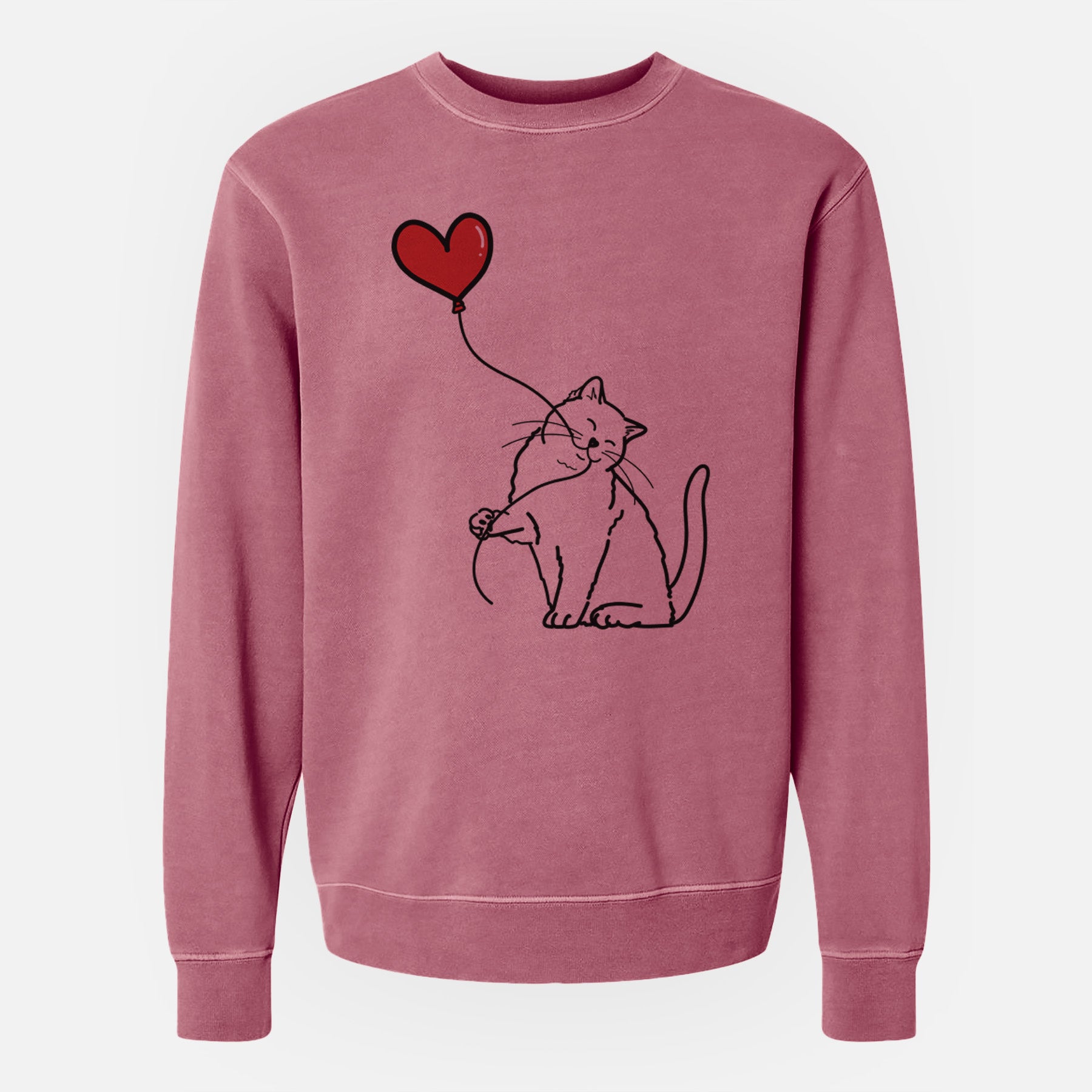 British Shorthair Cat Heart String - Unisex Pigment Dyed Crew Sweatshirt