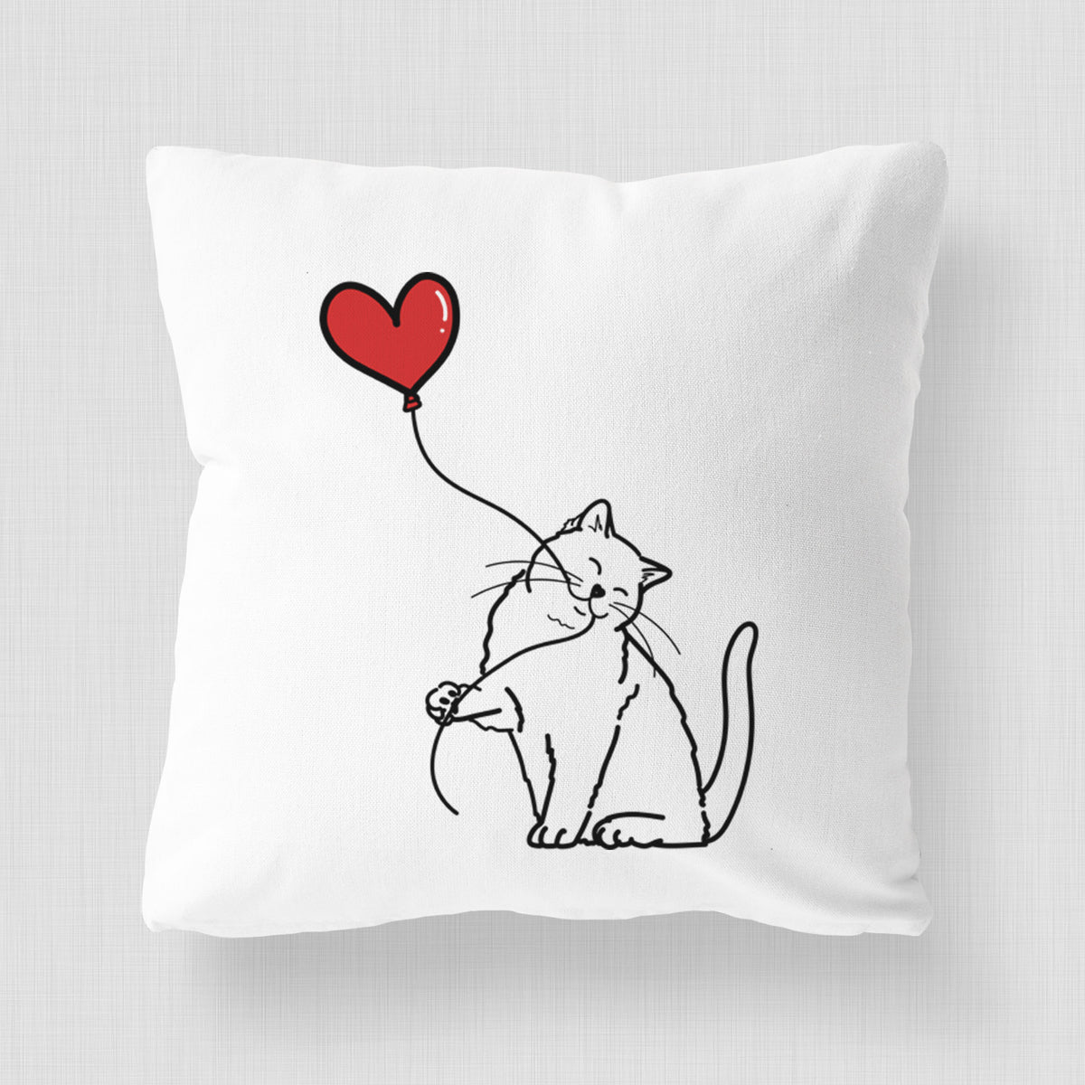 British Shorthair Cat Heart String - Throw Pillow Cover