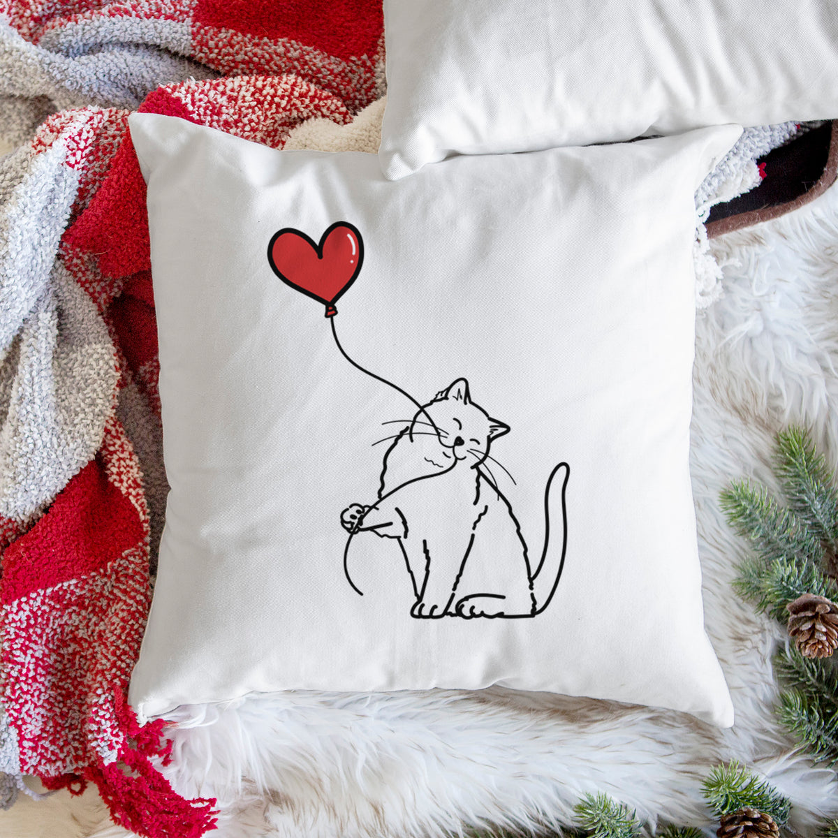 British Shorthair Cat Heart String - Throw Pillow Cover