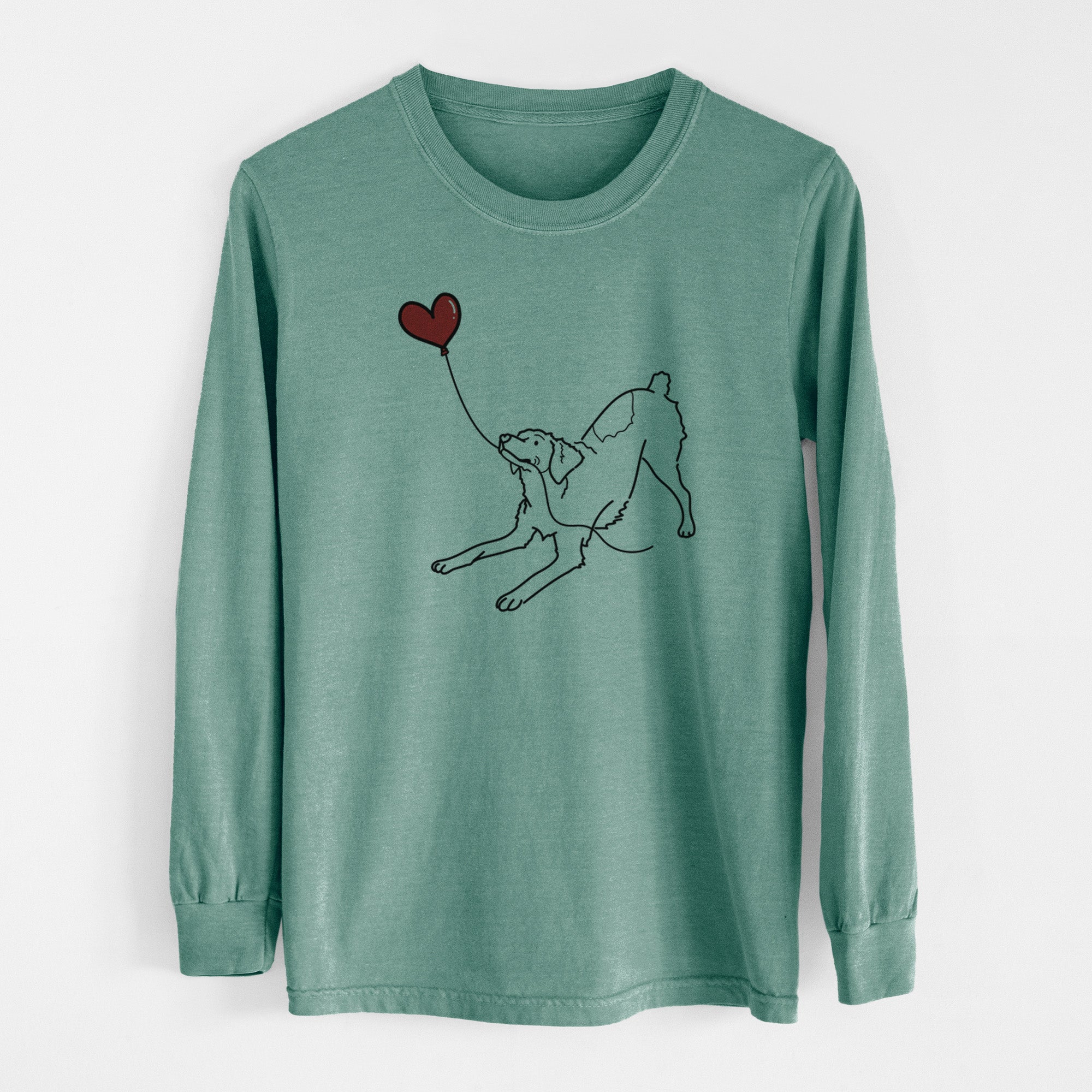 Brittany Spaniel Heart String - Men's Heavyweight 100% Cotton Long Sleeve