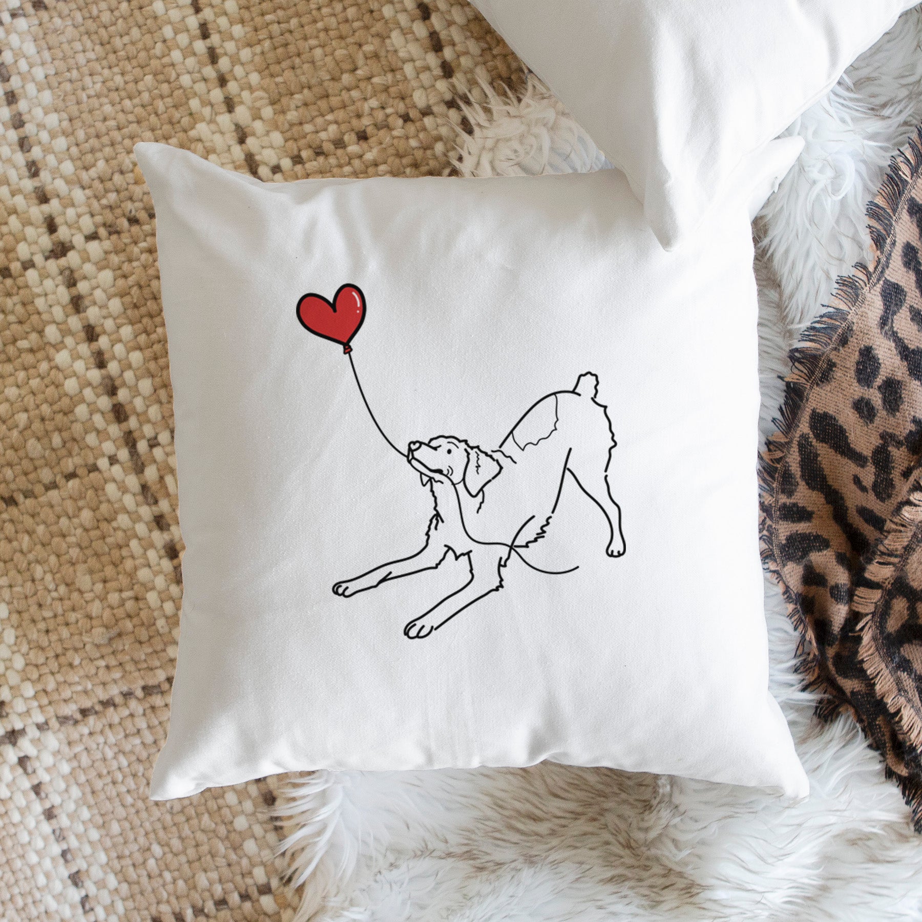 Brittany Spaniel Heart String - Throw Pillow Cover