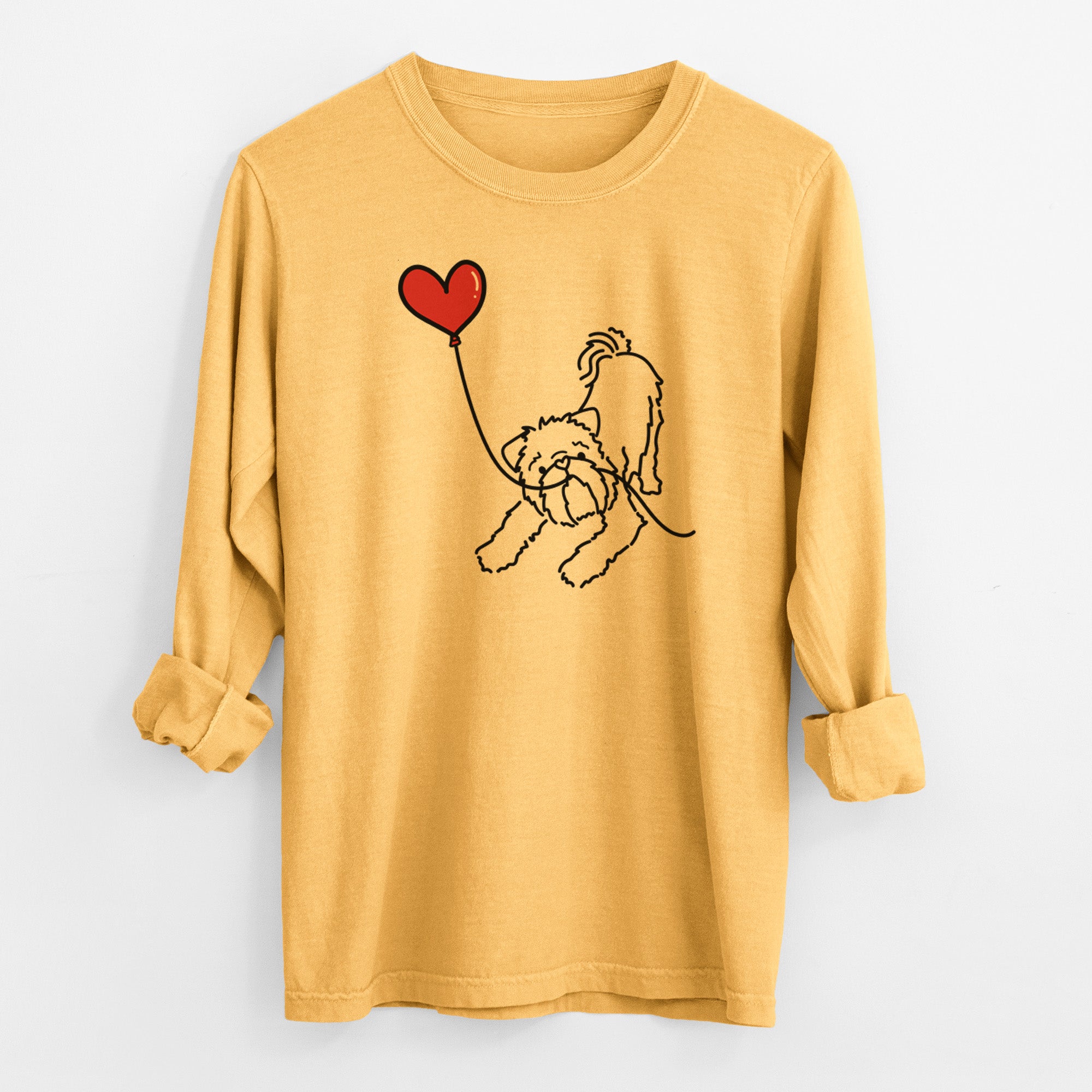 Brussels Griffon Heart String - Men's Heavyweight 100% Cotton Long Sleeve