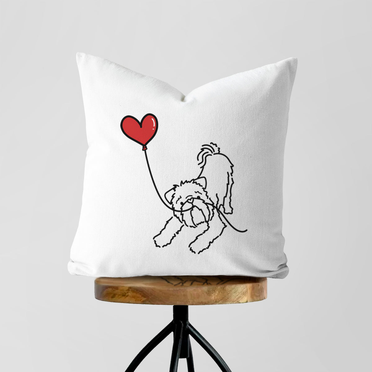 Brussels Griffon Heart String - Throw Pillow Cover