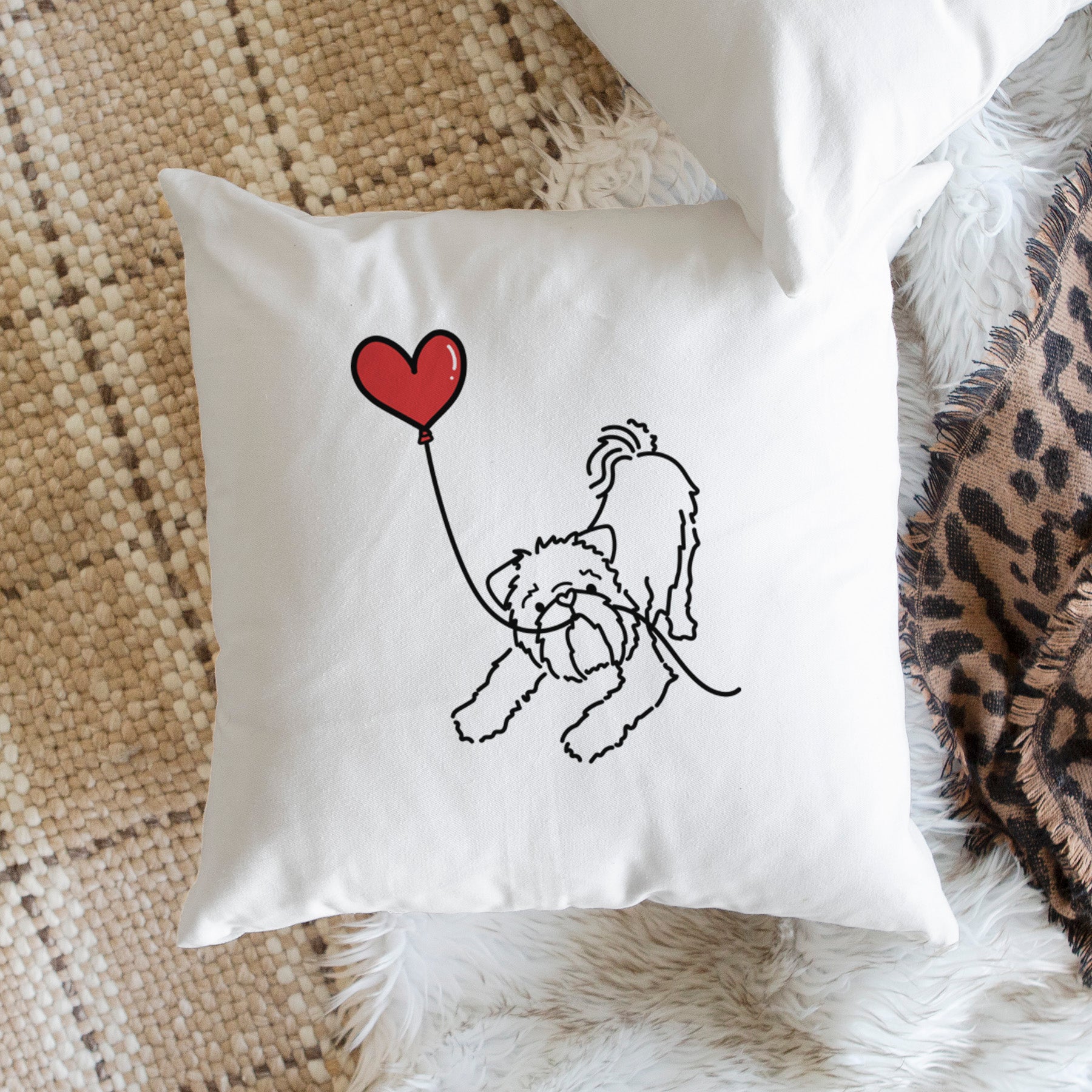 Brussels Griffon Heart String - Throw Pillow Cover