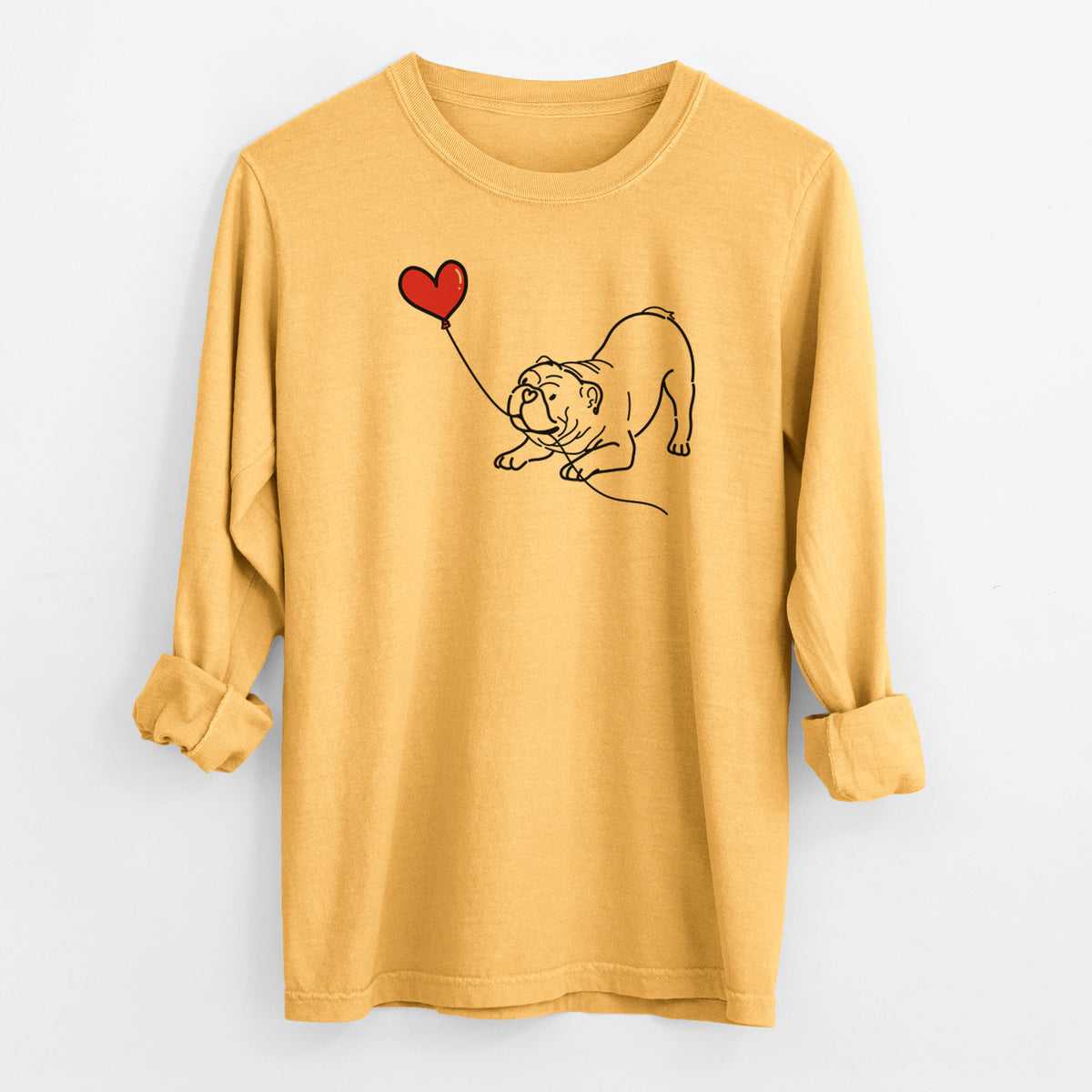 Bulldog Heart String - Men's Heavyweight 100% Cotton Long Sleeve