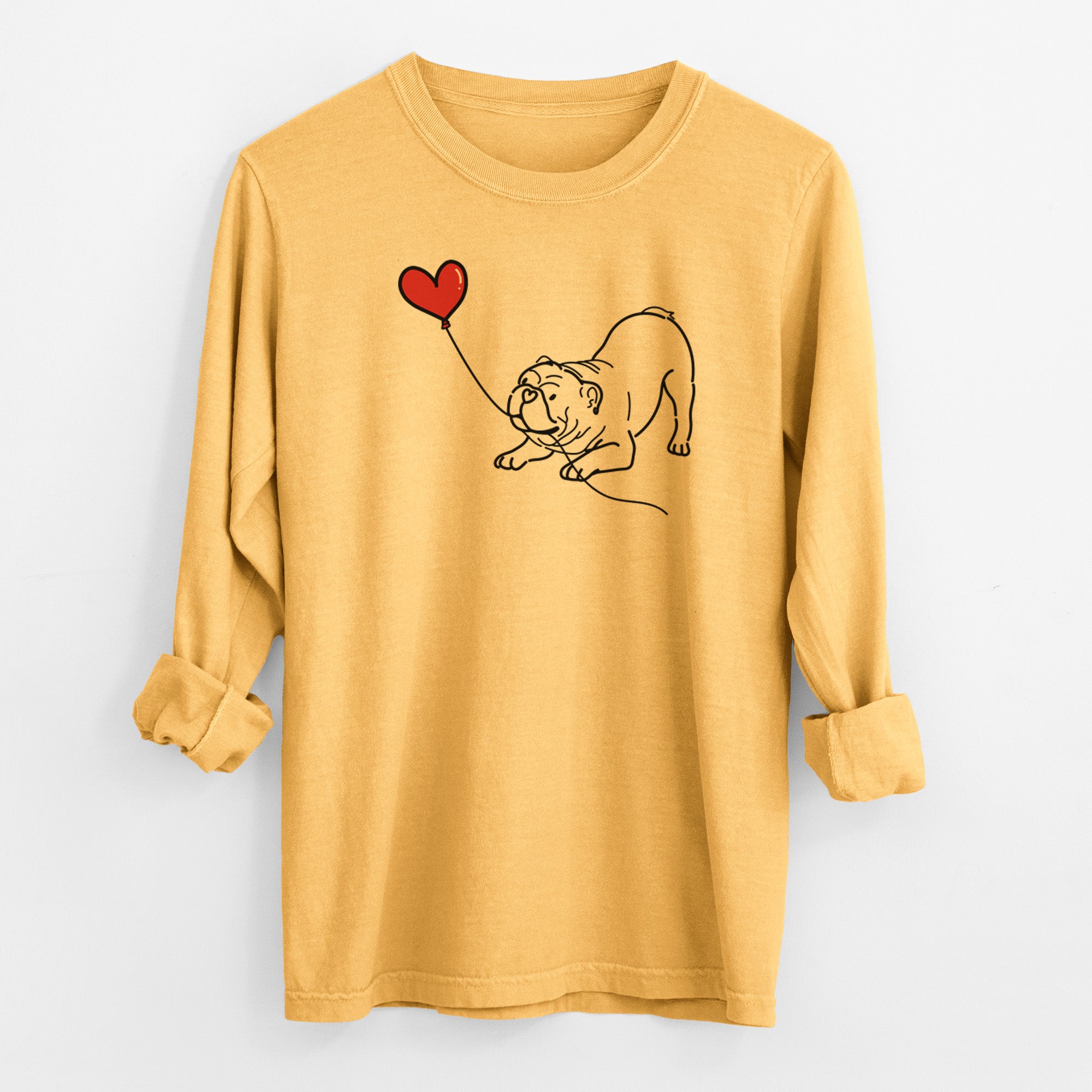 Bulldog Heart String - Men's Heavyweight 100% Cotton Long Sleeve