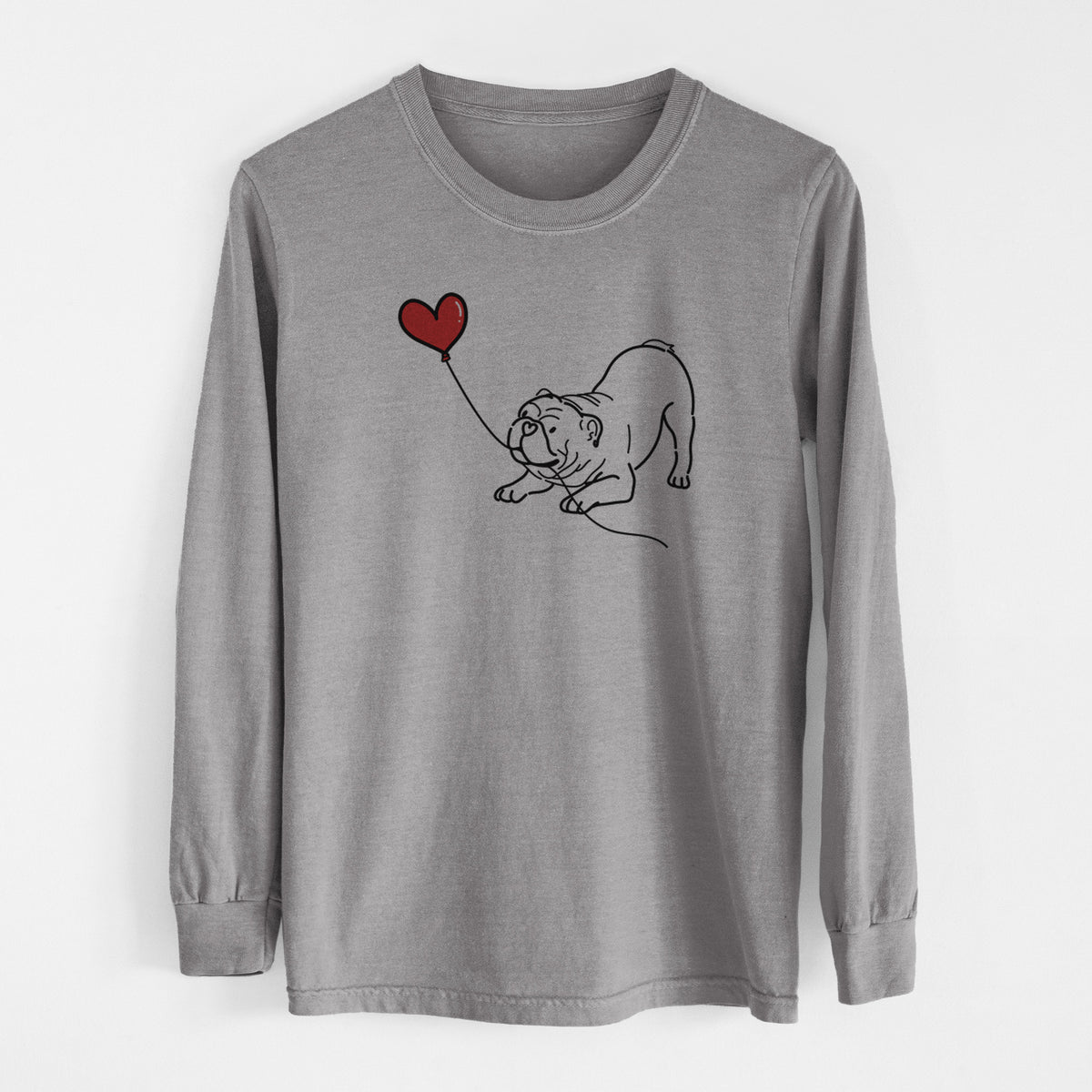 Bulldog Heart String - Men's Heavyweight 100% Cotton Long Sleeve
