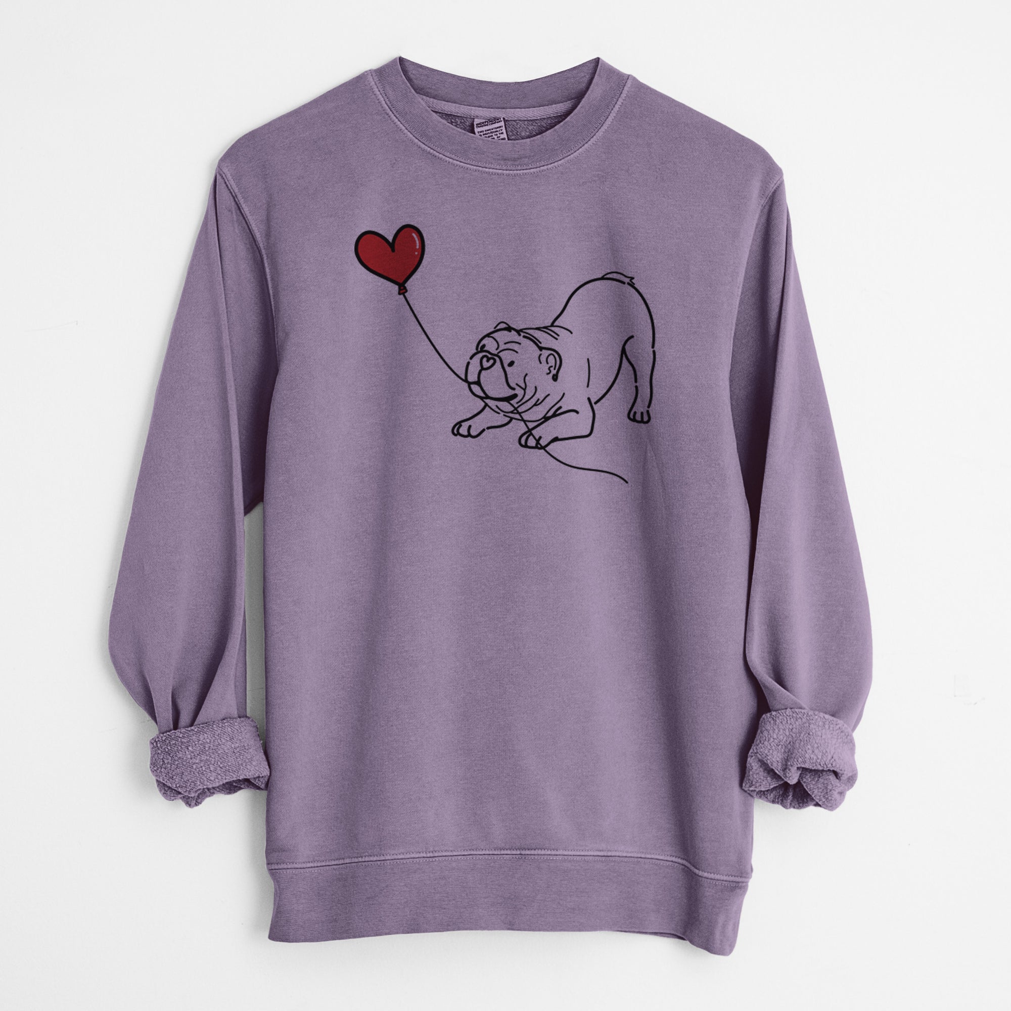 Bulldog Heart String - Unisex Pigment Dyed Crew Sweatshirt