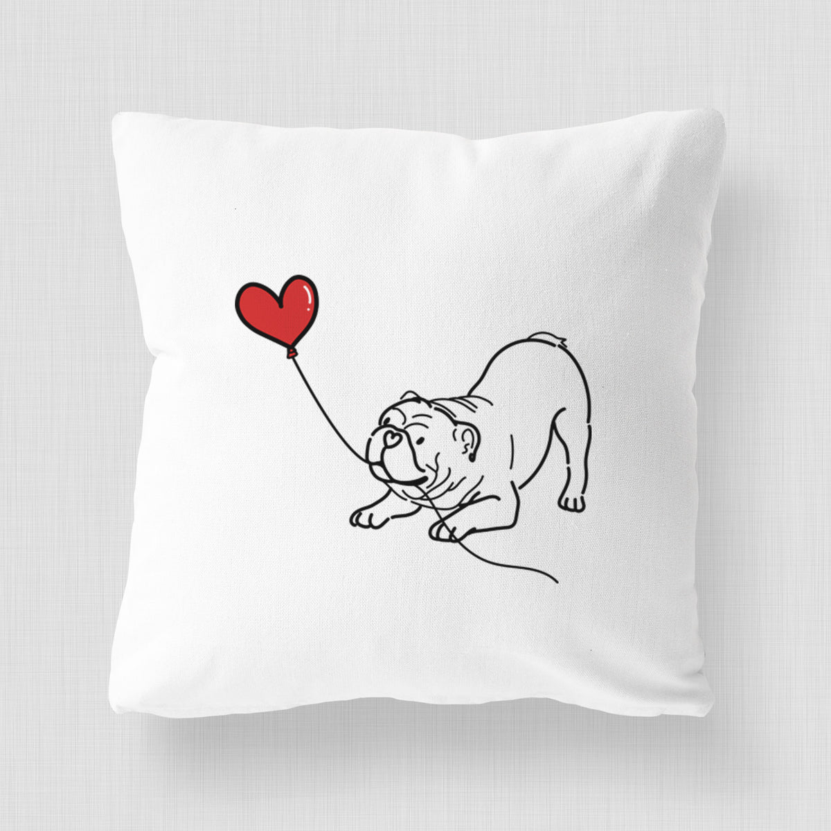 Bulldog Heart String - Throw Pillow Cover