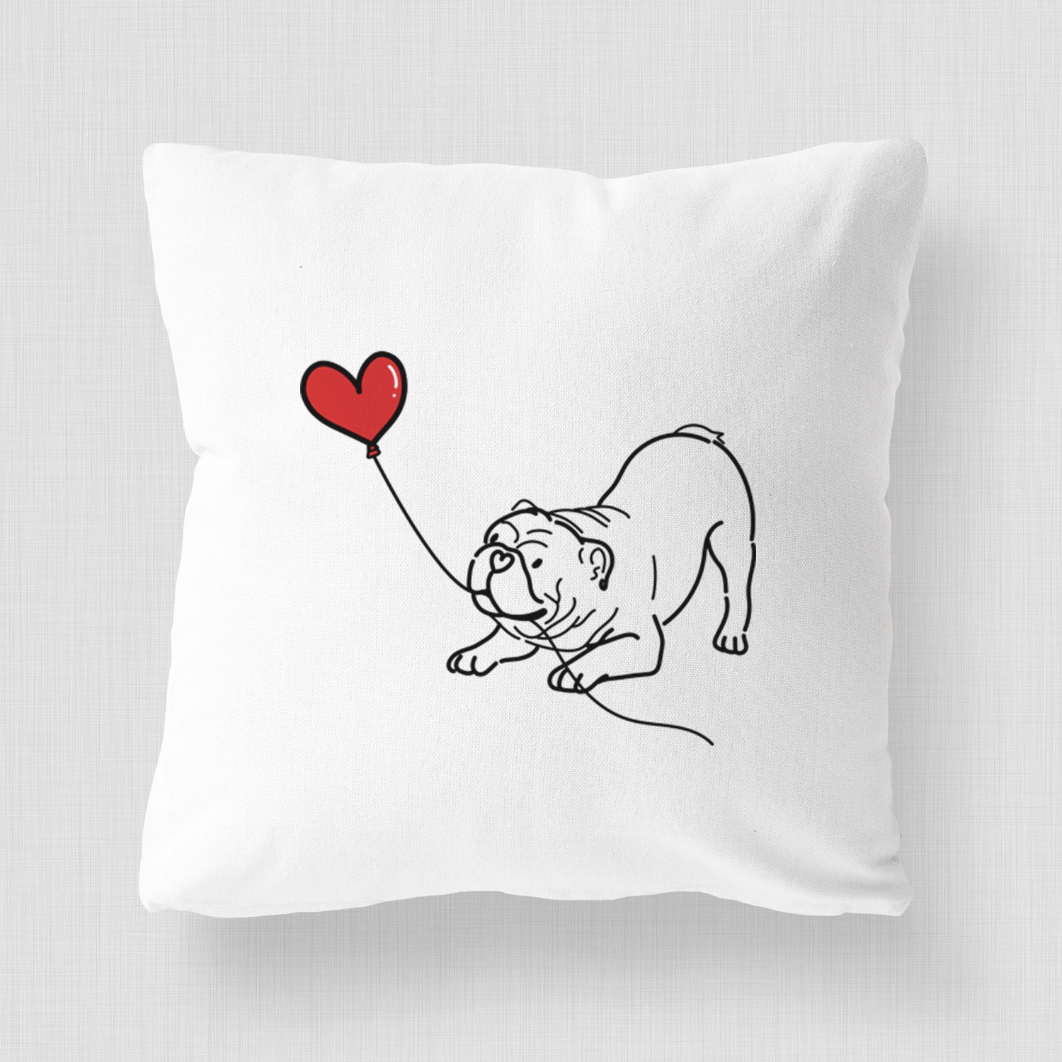 Bulldog Heart String - Throw Pillow Cover