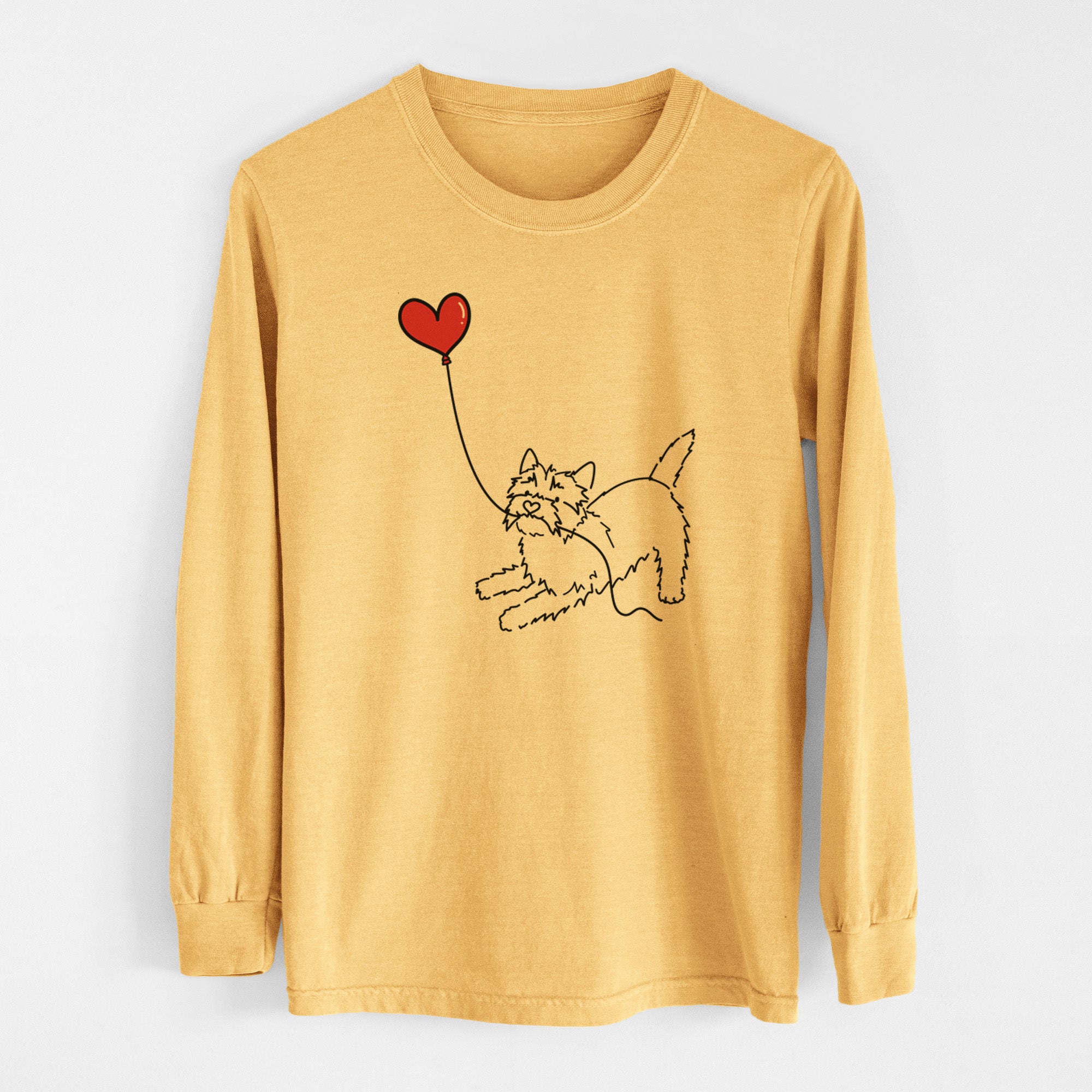 Cairn Terrier Heart String - Men's Heavyweight 100% Cotton Long Sleeve