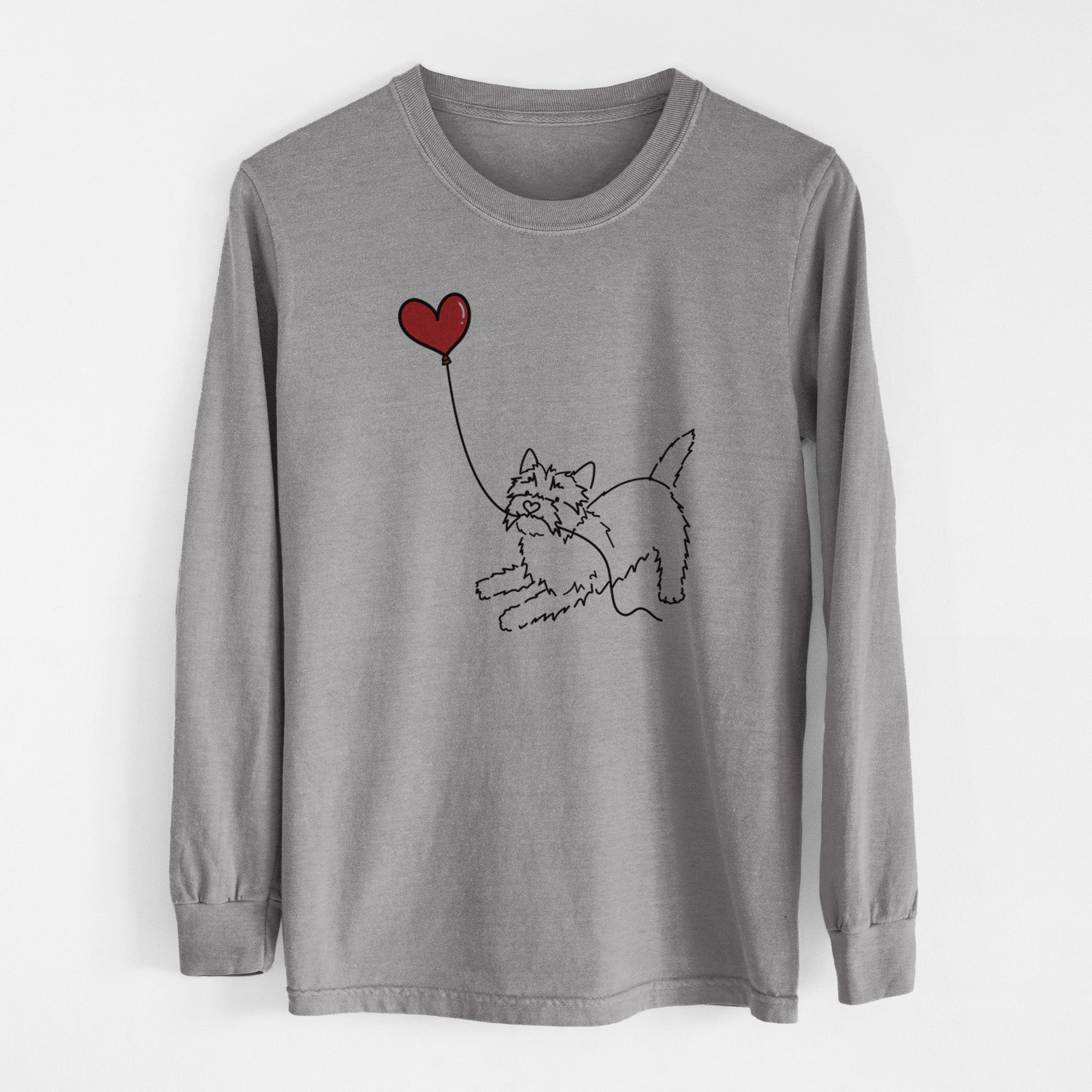 Cairn Terrier Heart String - Men's Heavyweight 100% Cotton Long Sleeve