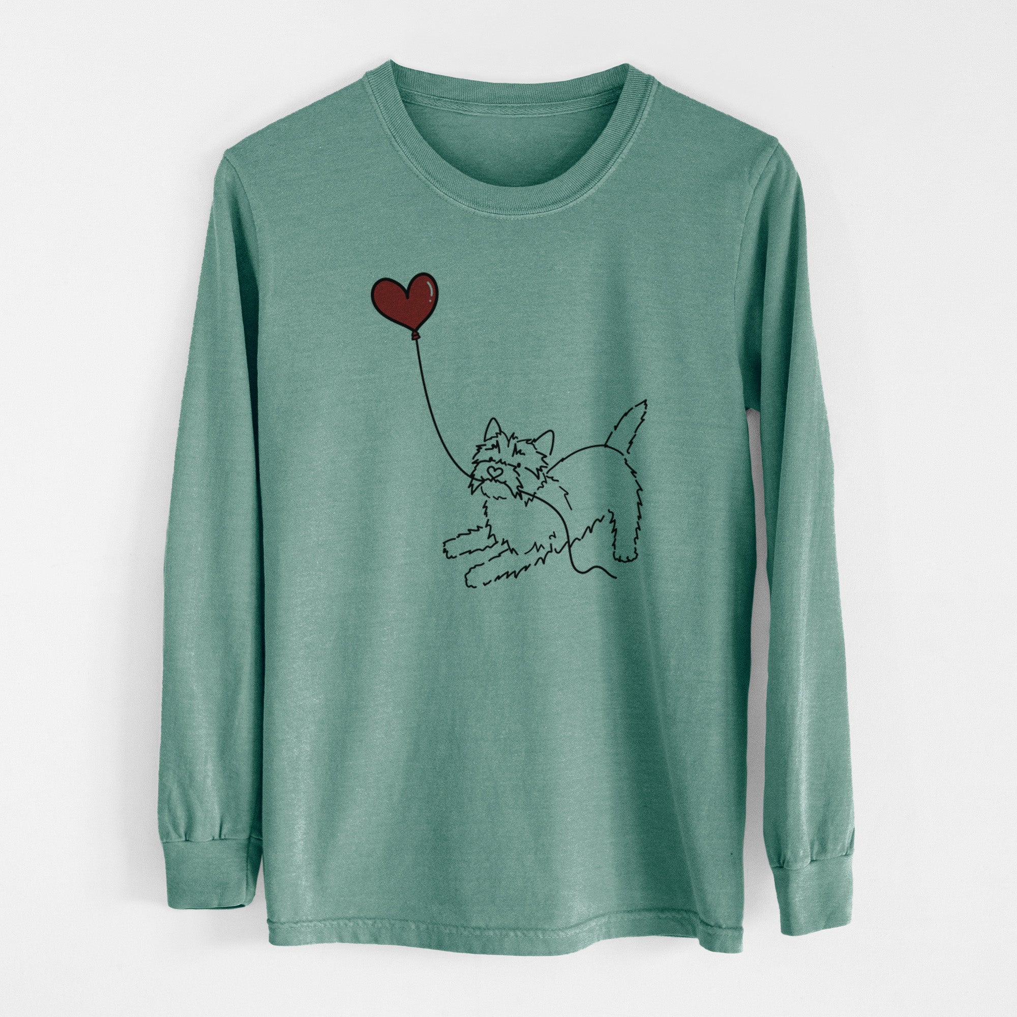 Cairn Terrier Heart String - Men's Heavyweight 100% Cotton Long Sleeve