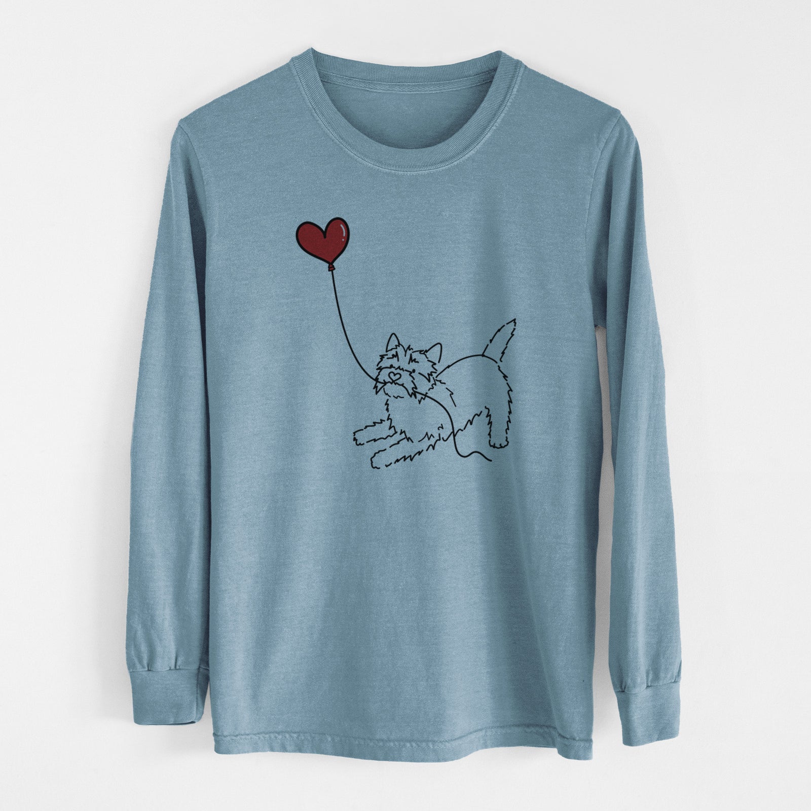 Cairn Terrier Heart String - Men's Heavyweight 100% Cotton Long Sleeve