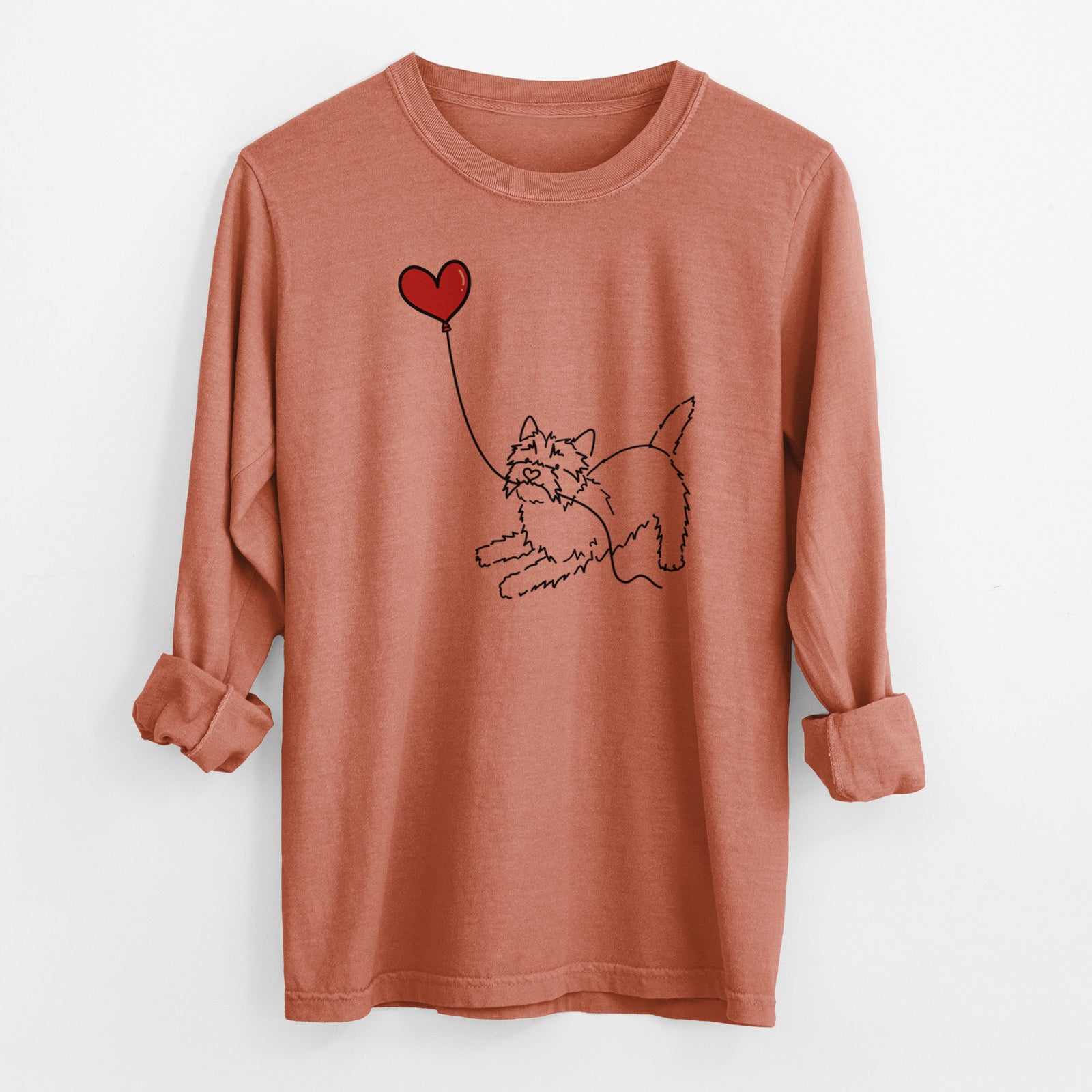 Cairn Terrier Heart String - Men's Heavyweight 100% Cotton Long Sleeve