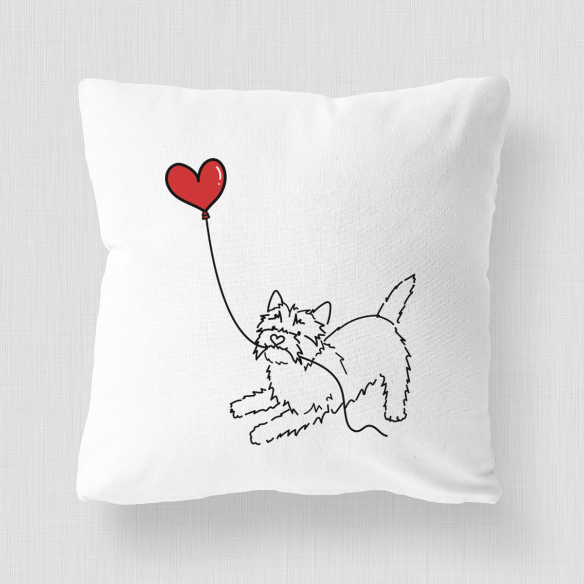 Cairn Terrier Heart String - Throw Pillow Cover