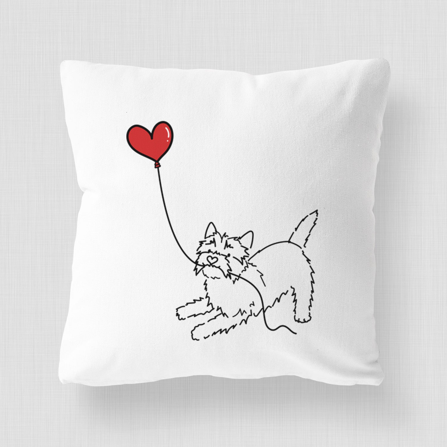 Cairn Terrier Heart String - Throw Pillow Cover