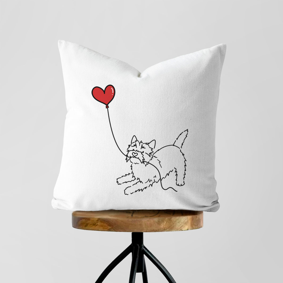 Cairn Terrier Heart String - Throw Pillow Cover