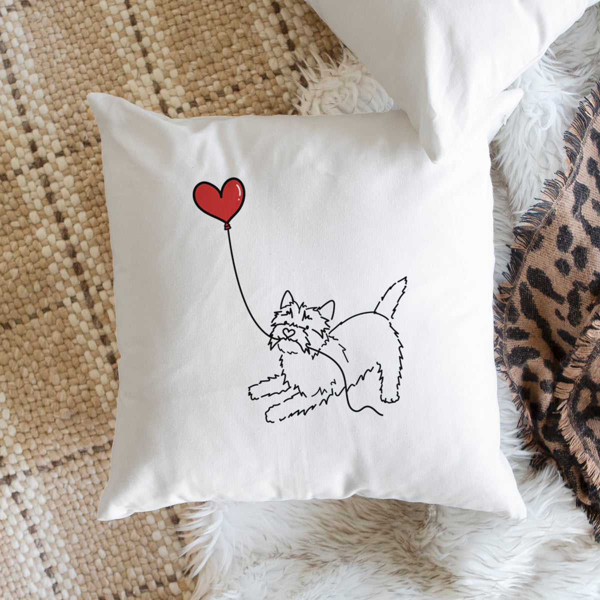 Cairn Terrier Heart String - Throw Pillow Cover