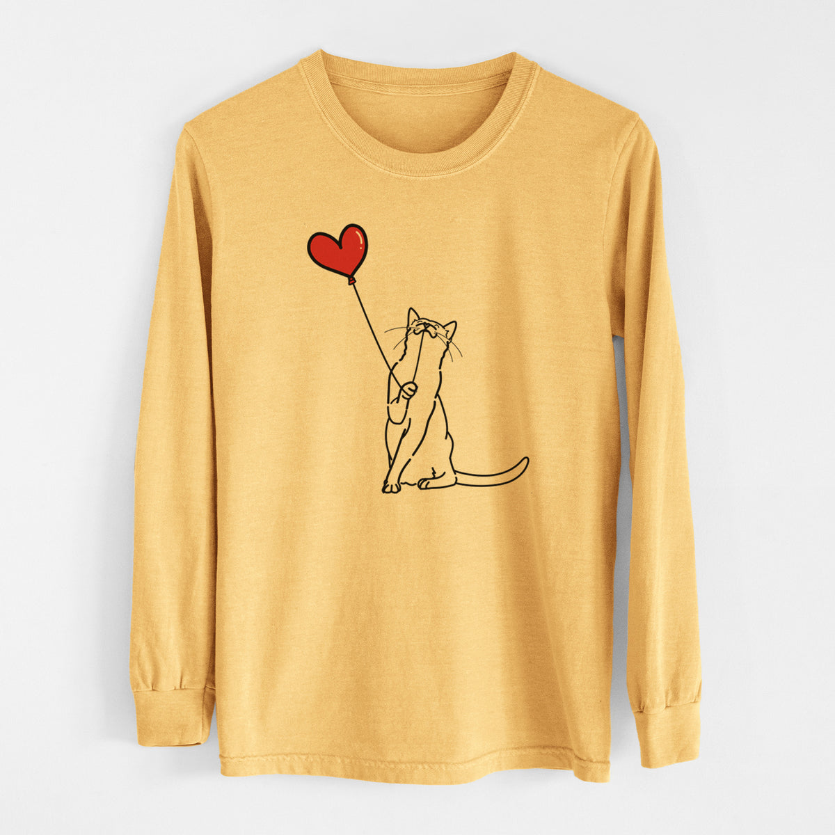 Cat Heart String - Men&#39;s Heavyweight 100% Cotton Long Sleeve