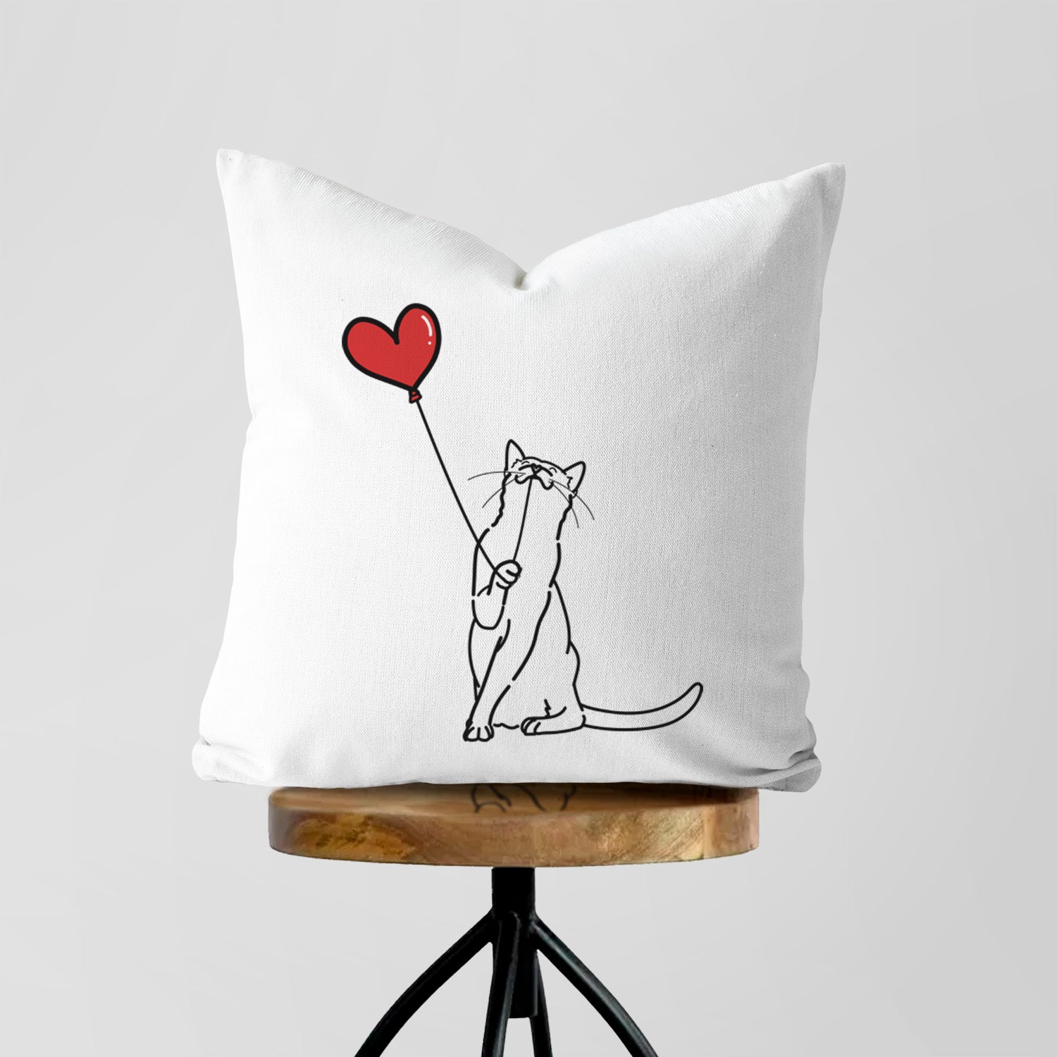 Cat Heart String - Throw Pillow Cover
