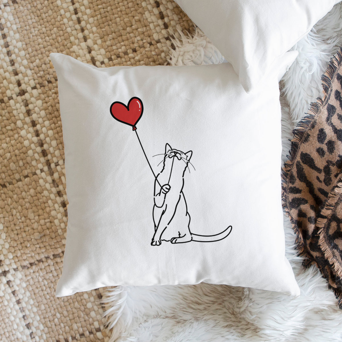 Cat Heart String - Throw Pillow Cover