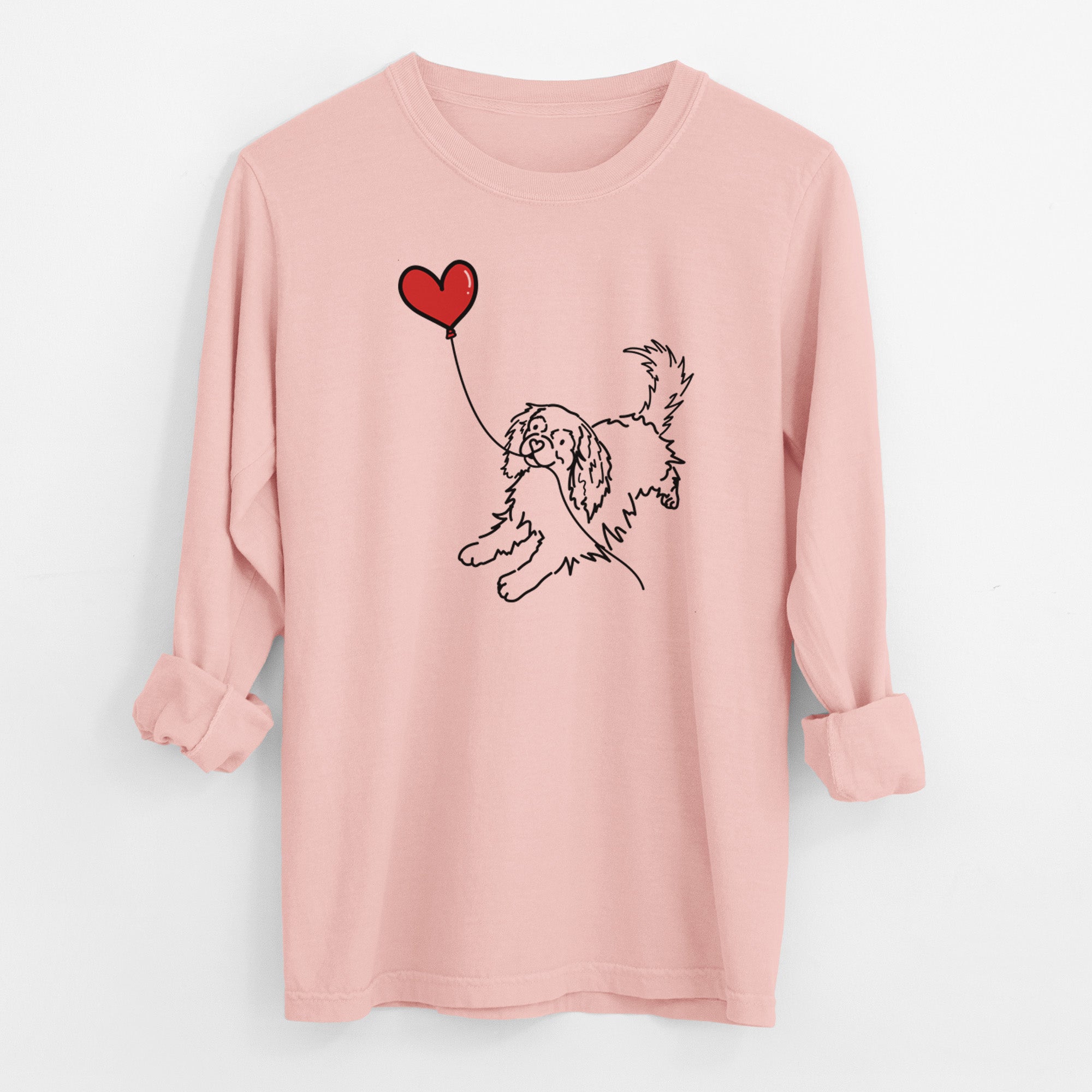 Cavalier King Charles Heart String - Men's Heavyweight 100% Cotton Long Sleeve