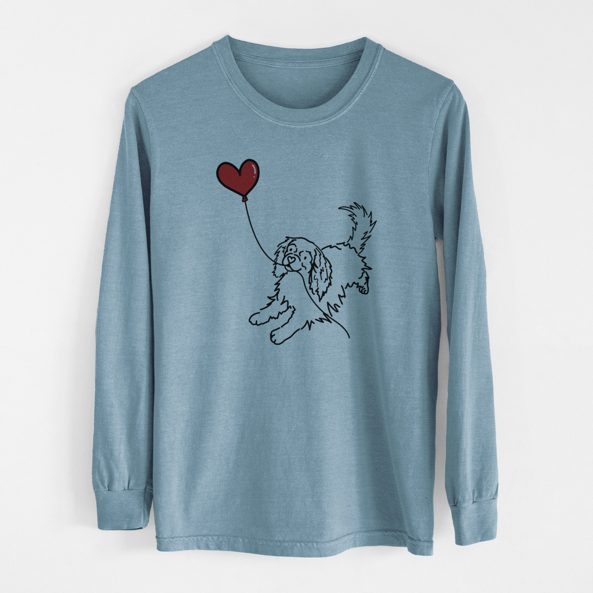 Cavalier King Charles Heart String - Men's Heavyweight 100% Cotton Long Sleeve