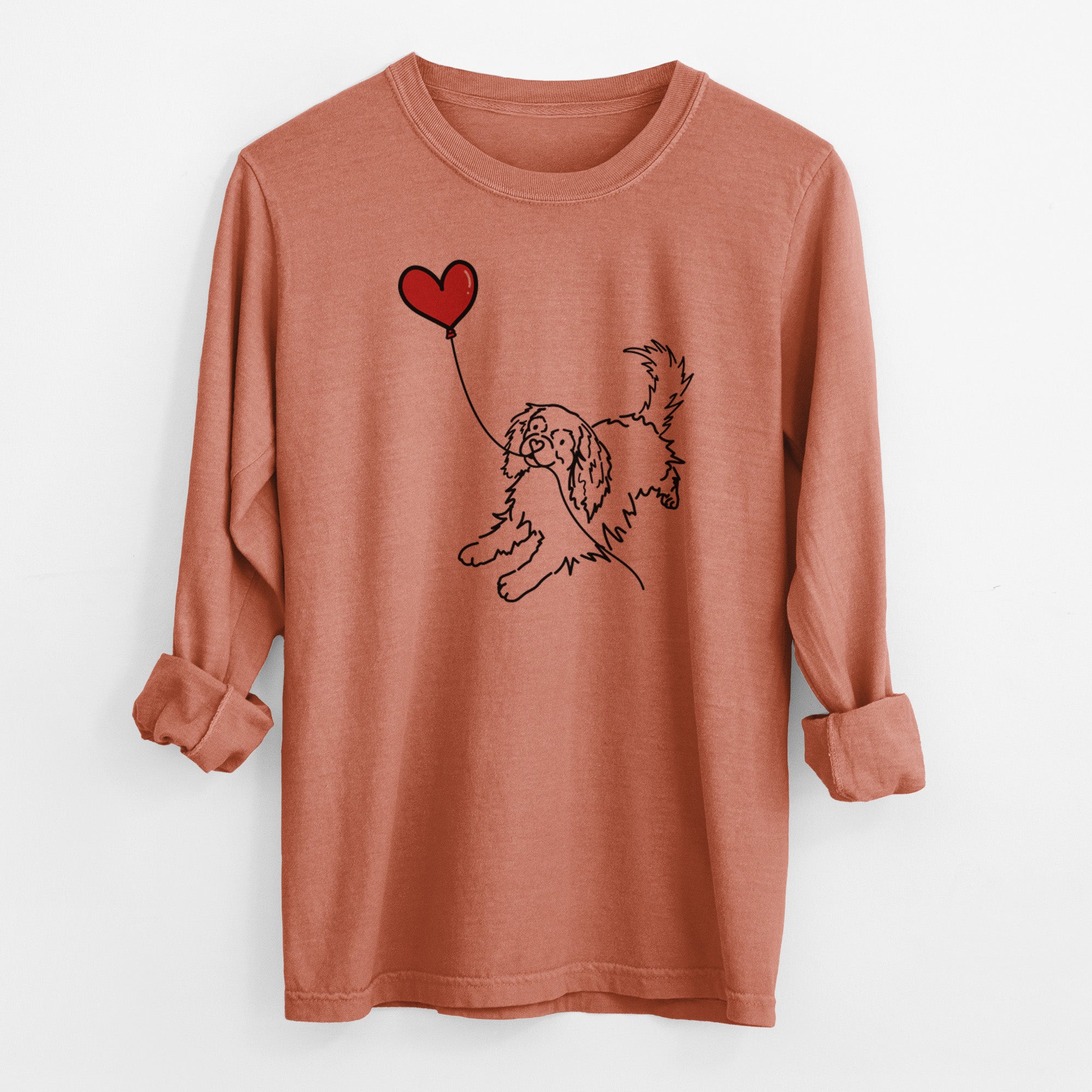 Cavalier King Charles Heart String - Men's Heavyweight 100% Cotton Long Sleeve