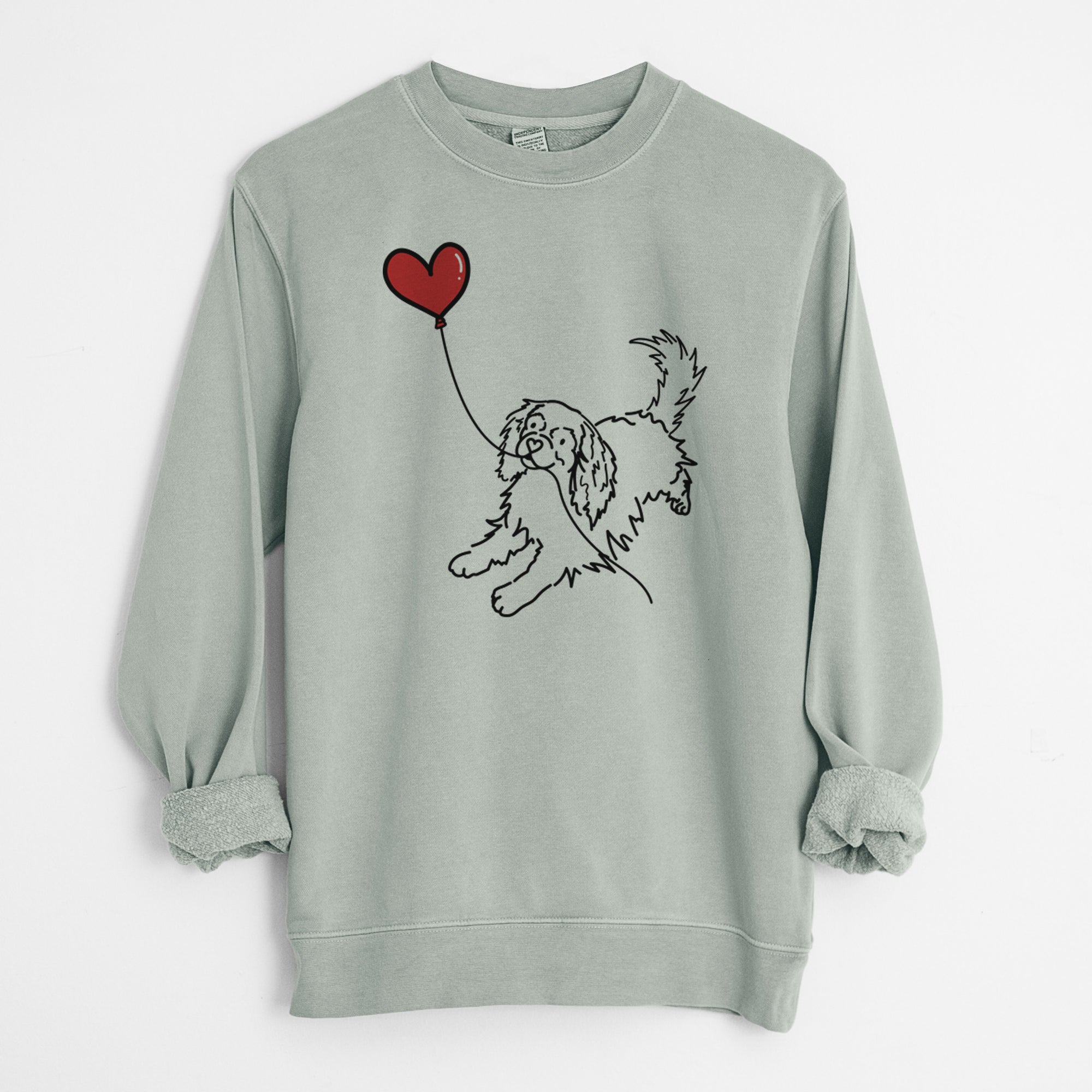 Cavalier King Charles Heart String - Unisex Pigment Dyed Crew Sweatshirt