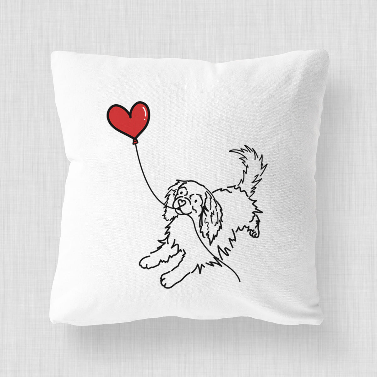 Cavalier King Charles Heart String - Throw Pillow Cover