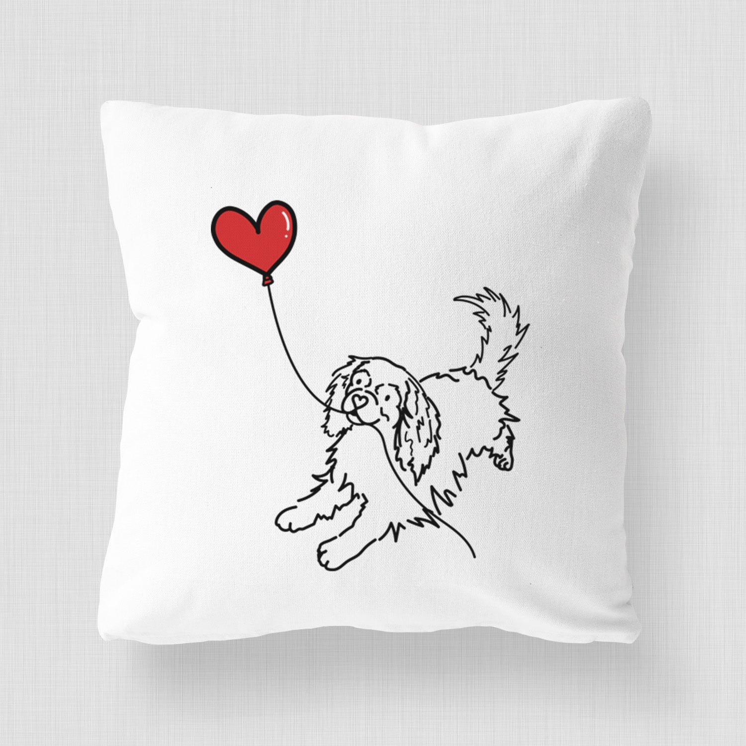Cavalier King Charles Heart String - Throw Pillow Cover