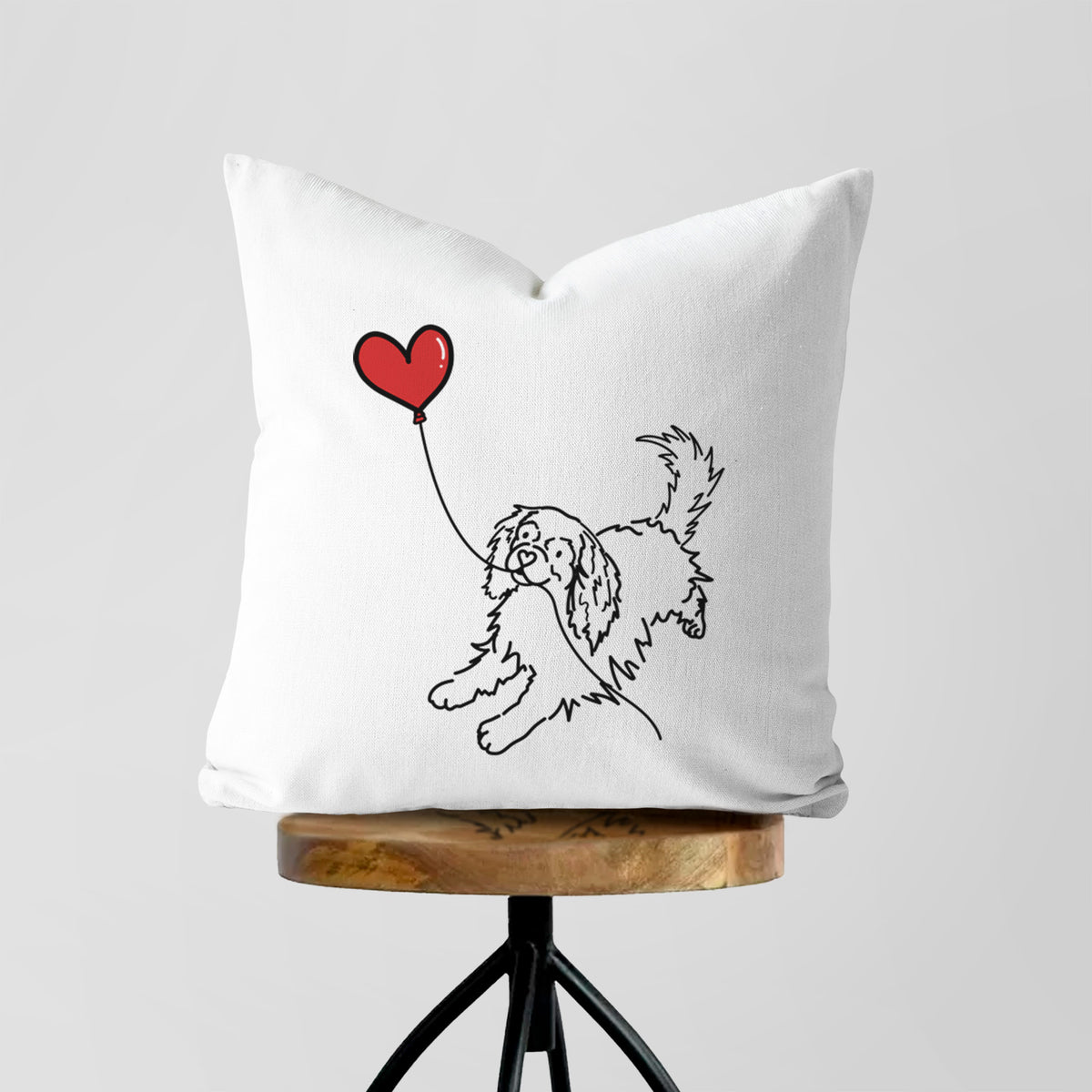 Cavalier King Charles Heart String - Throw Pillow Cover