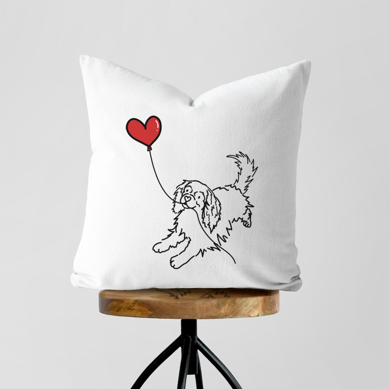 Cavalier King Charles Heart String - Throw Pillow Cover