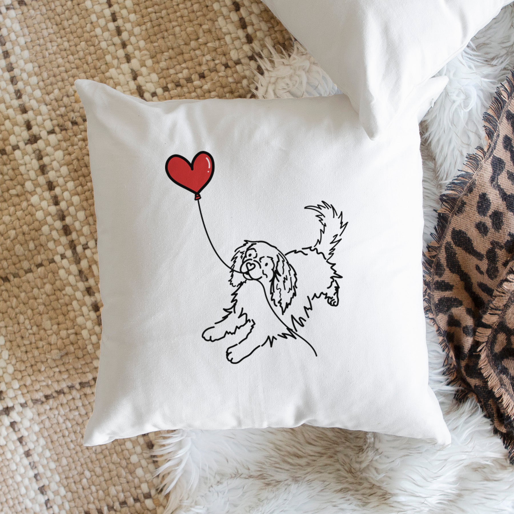 Cavalier King Charles Heart String - Throw Pillow Cover