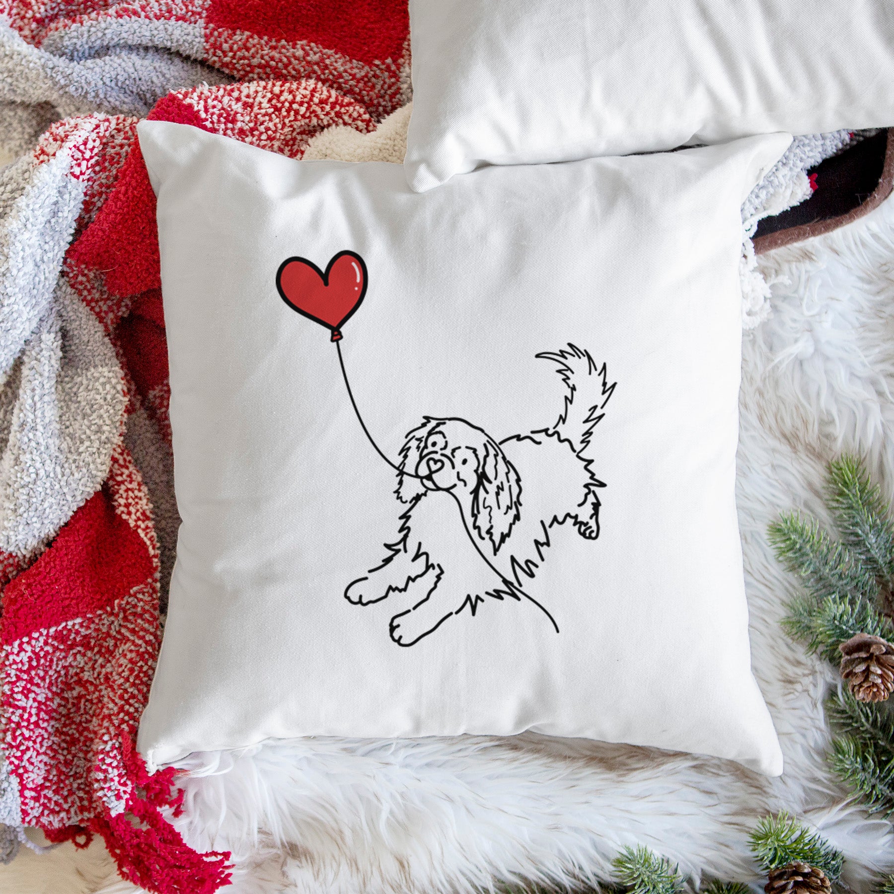 Cavalier King Charles Heart String - Throw Pillow Cover